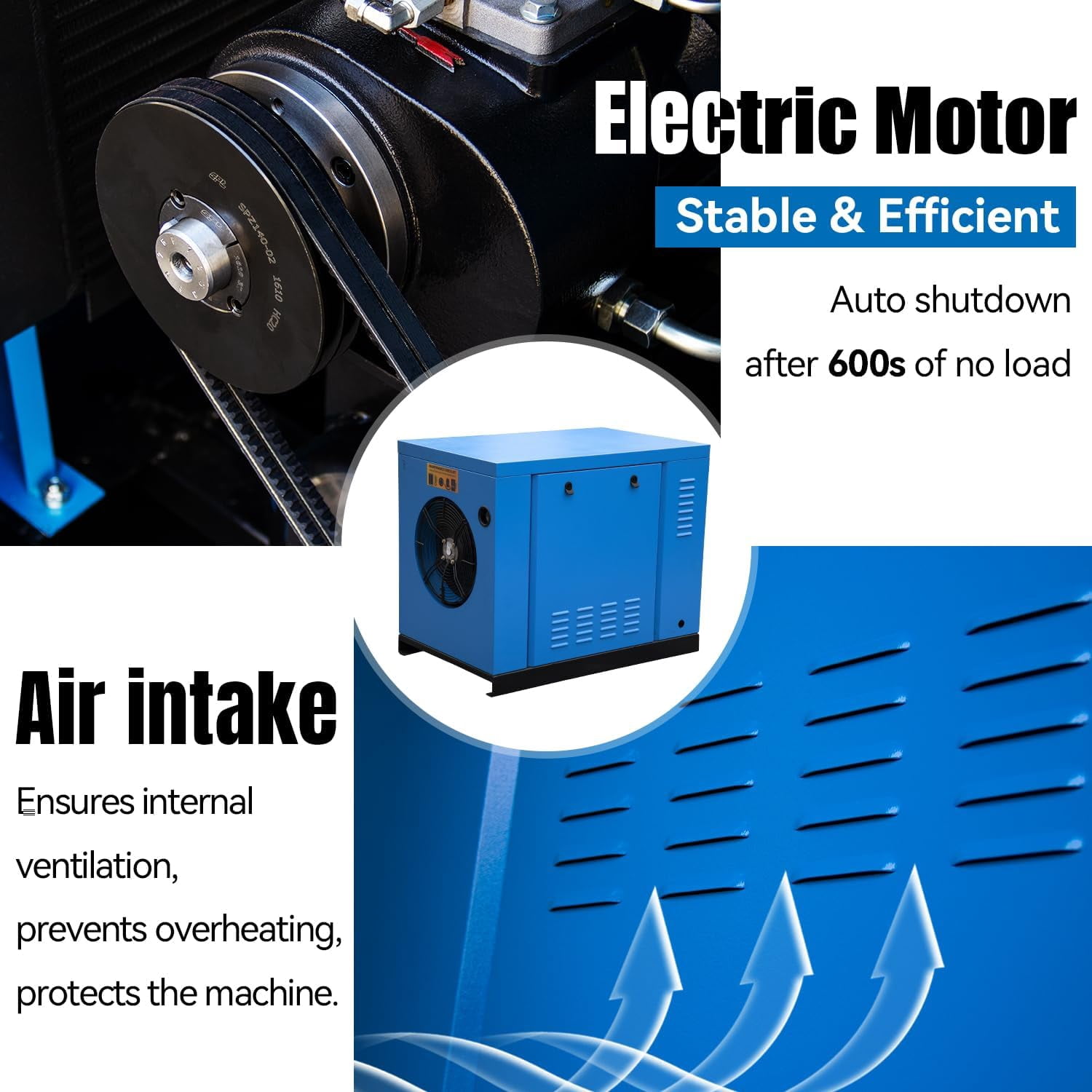 HPDMC 10HP Rotary Screw Air Compressor PACK7 (Blue, 35 CFM at 125 PSI) us37z