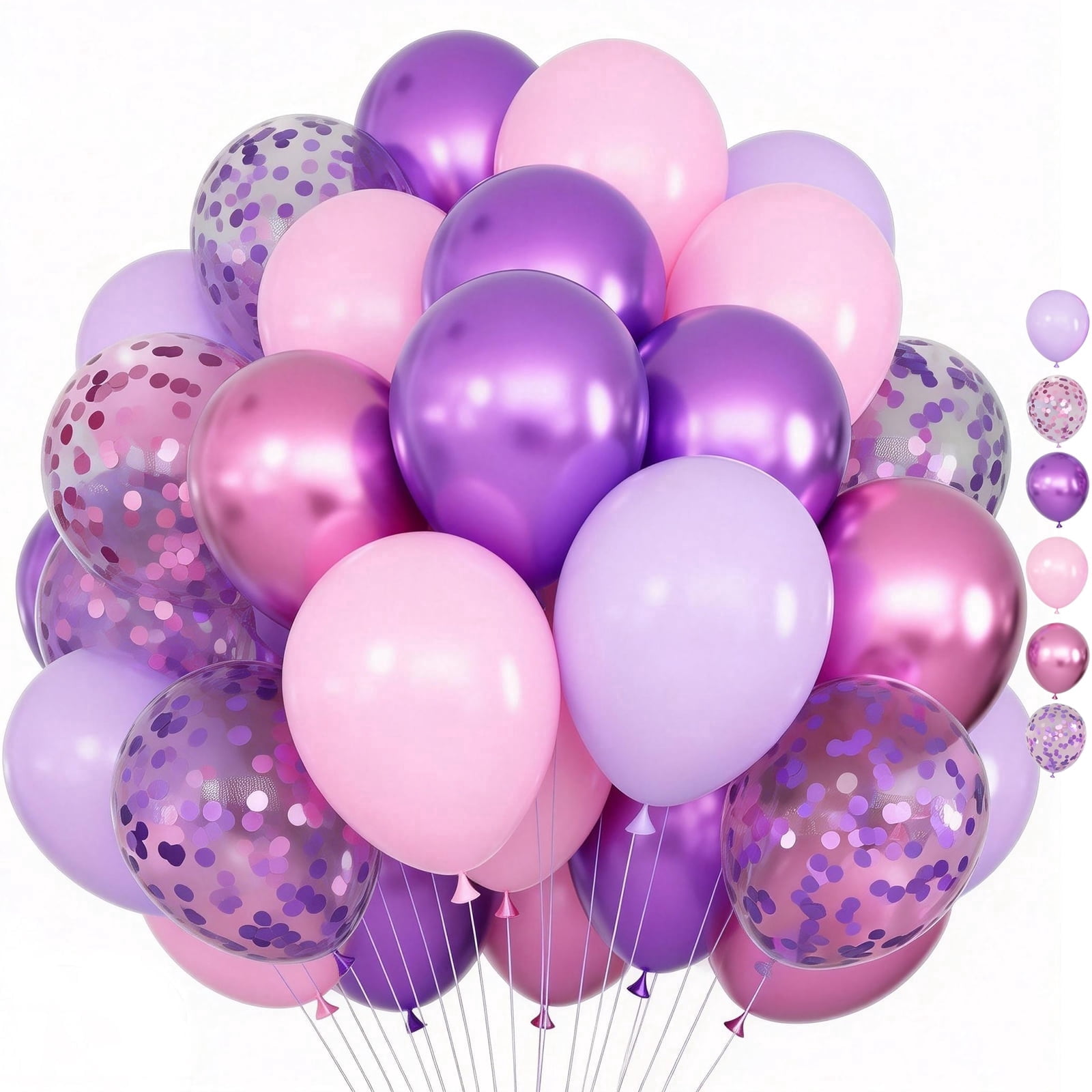 Qiameng Pink and Purple Balloon Arch Kit (Metallic and Pastel, 68 Pack, 12 in) jh2k9