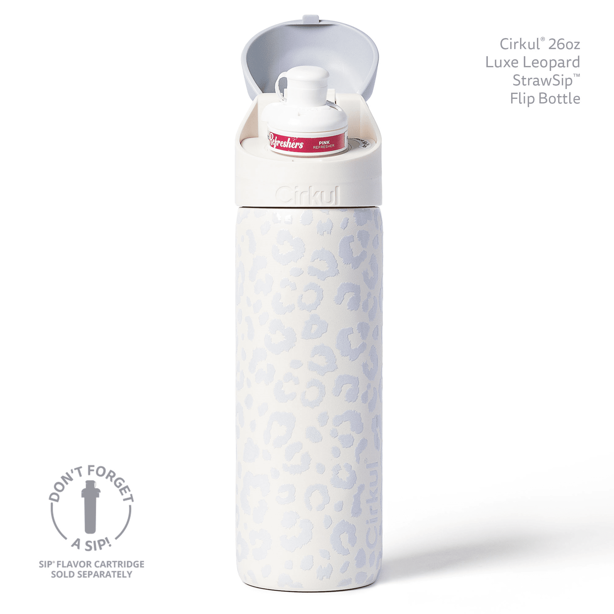 Cirkul StrawSip Insulated Stainless Steel Water Vessel (Luxe Leopard, 26 oz) 4fcb0