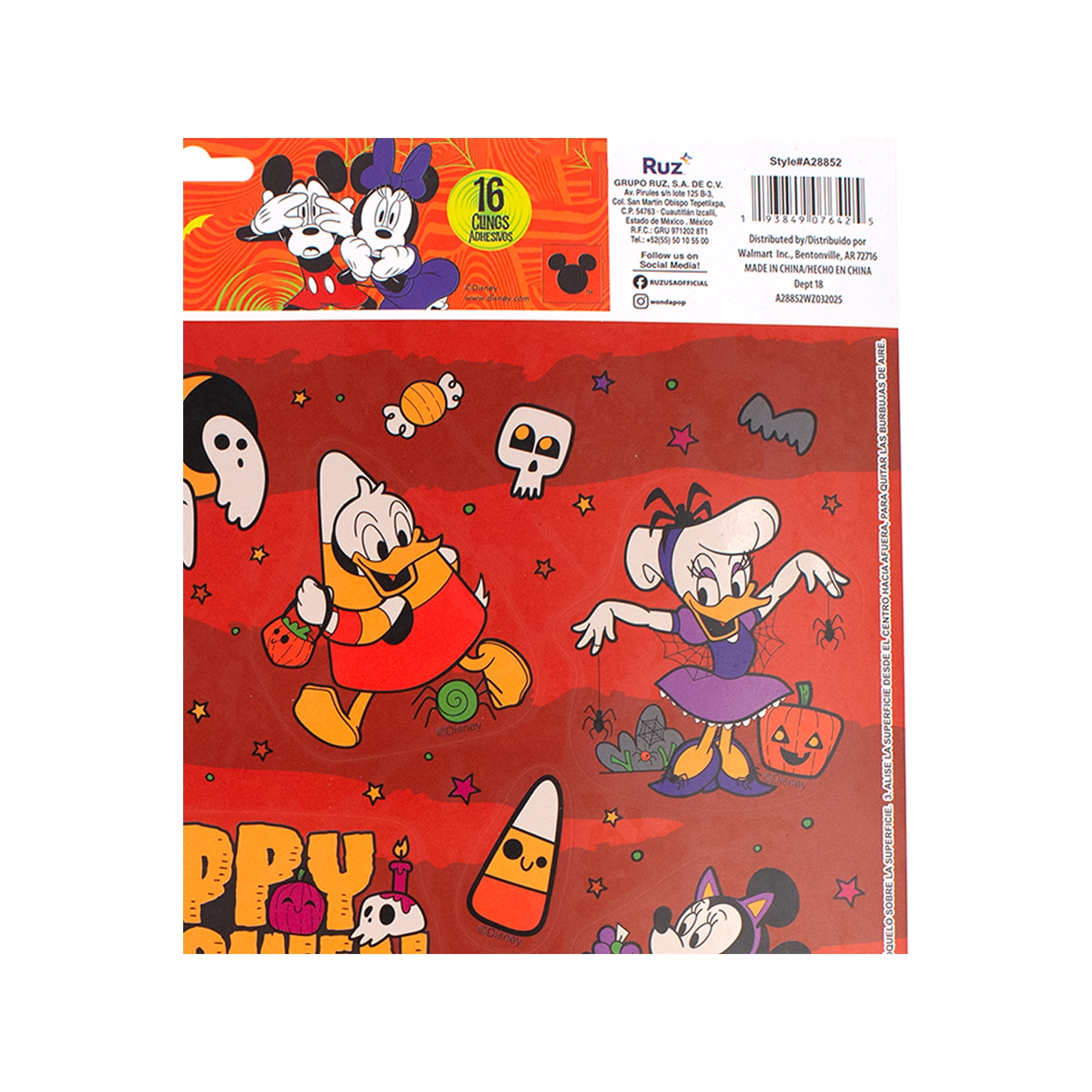 Ruz Disney Mickey Halloween Static Cling Wall and Window Decals (White, 16 Pieces) ell8d