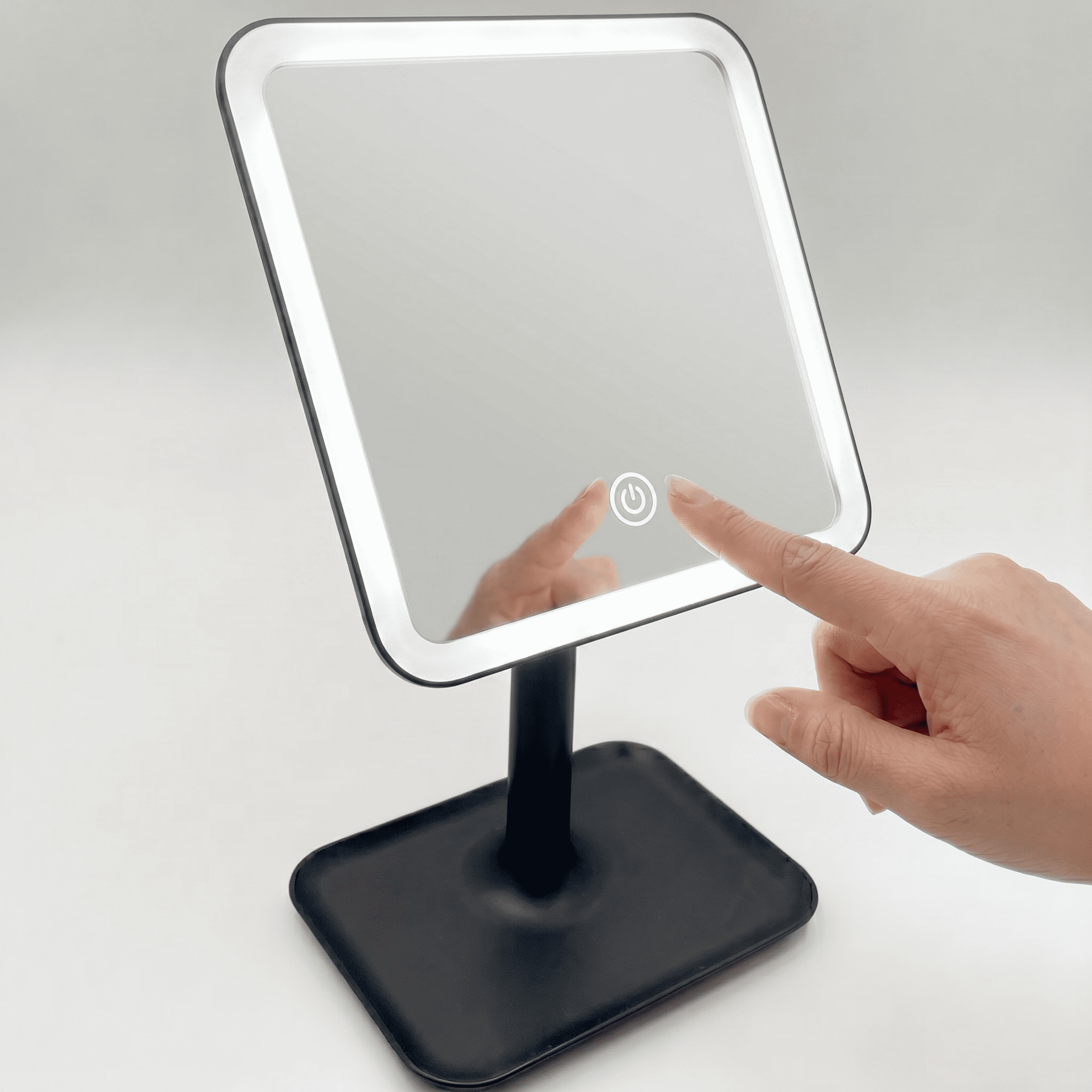Mainstays LED Lighted Vanity Makeup Mirror with 5X Magnification and Storage Tray (Black, 1 Unit) vwn10