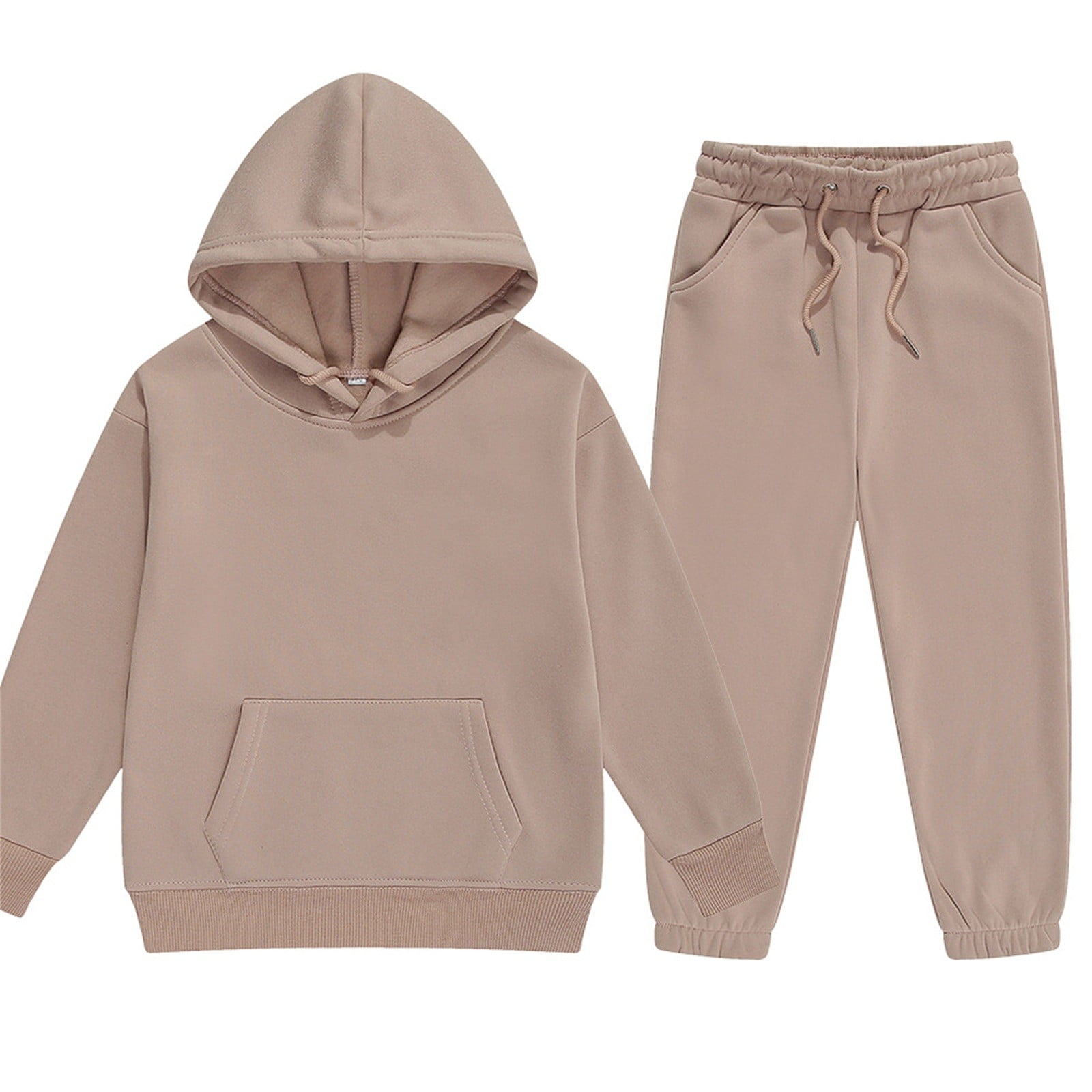 TQWQT Boys 2-Piece Athletic Sweatsuit Set Long Sleeve Hooded Sweatshirt and Jogger Pants (Beige, 3-4T) ji96s