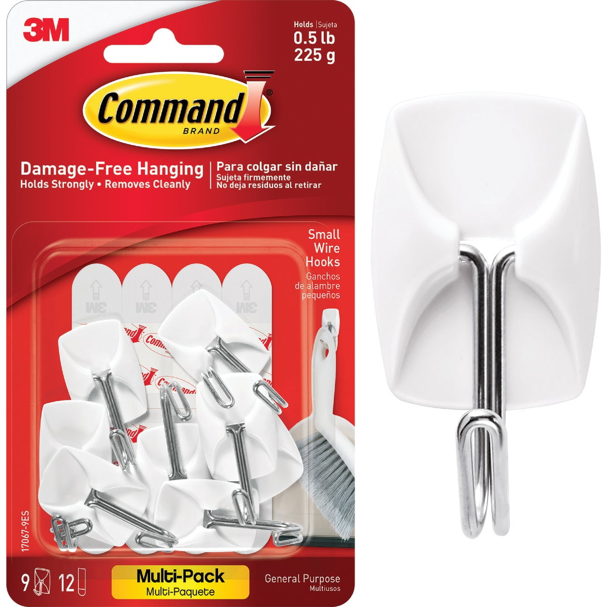 Command Small Wire Toggle Hooks, Damage-Free Adhesive Wall Hooks for Organization (White, 9 Hooks and 12 Strips) tyjl5