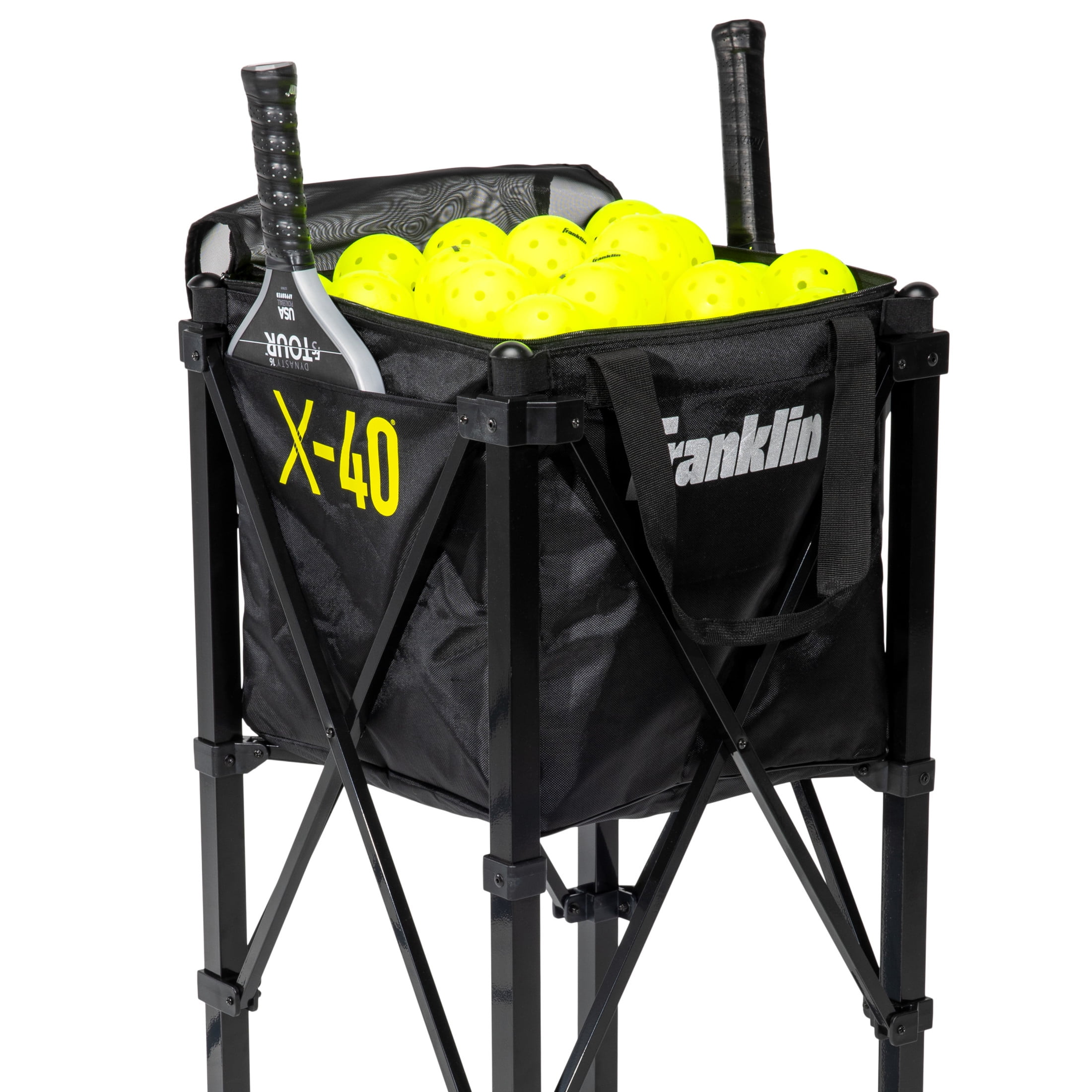 Franklin Sports Portable Pickleball Hopper with Detachable Carry Bag and Wheels (Black, 38 in x 15 in x 15 in) ethmk