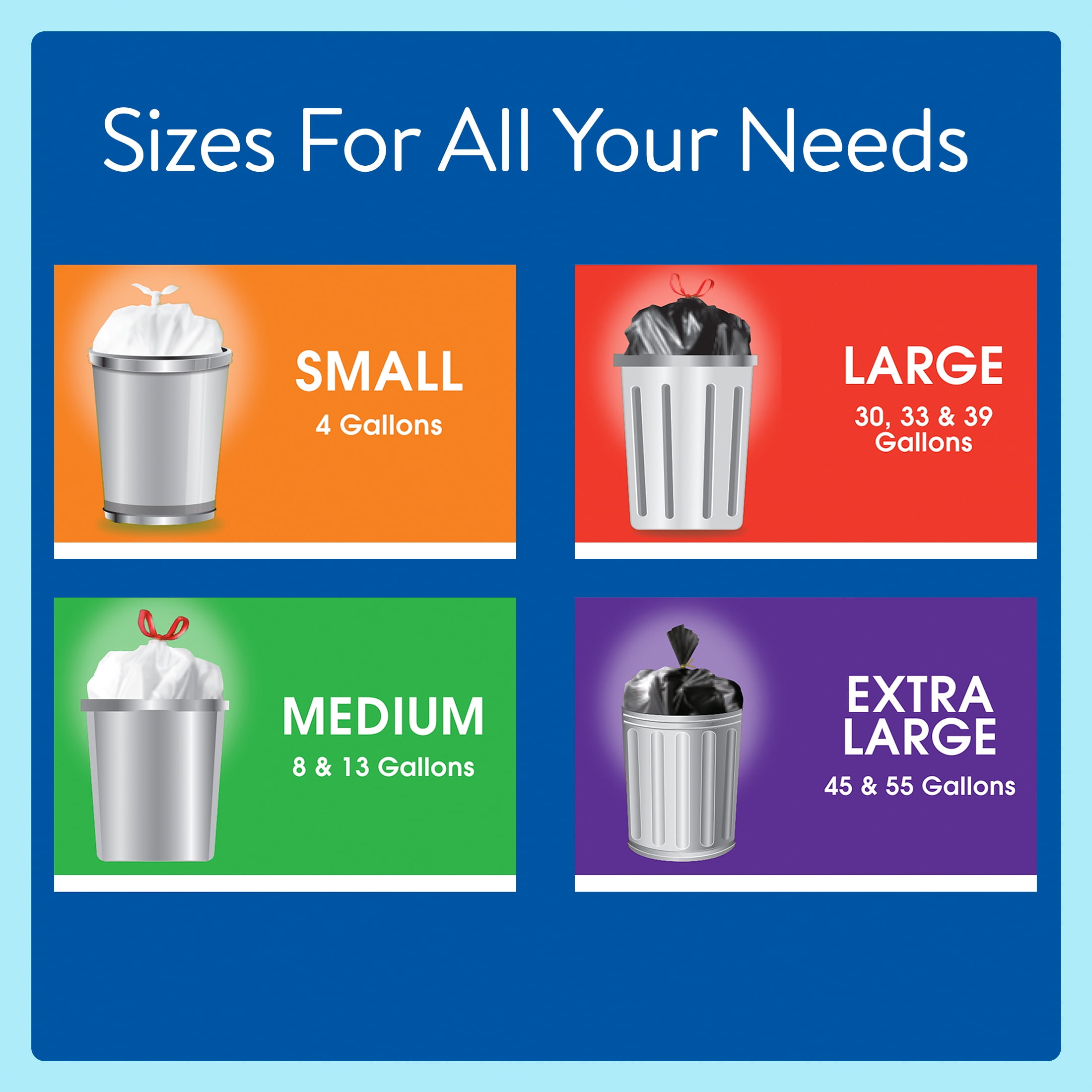 Great Value Sustainable Multi-Purpose Drawstring Trash Bags (30 Gallon, 40 Count) 67ois