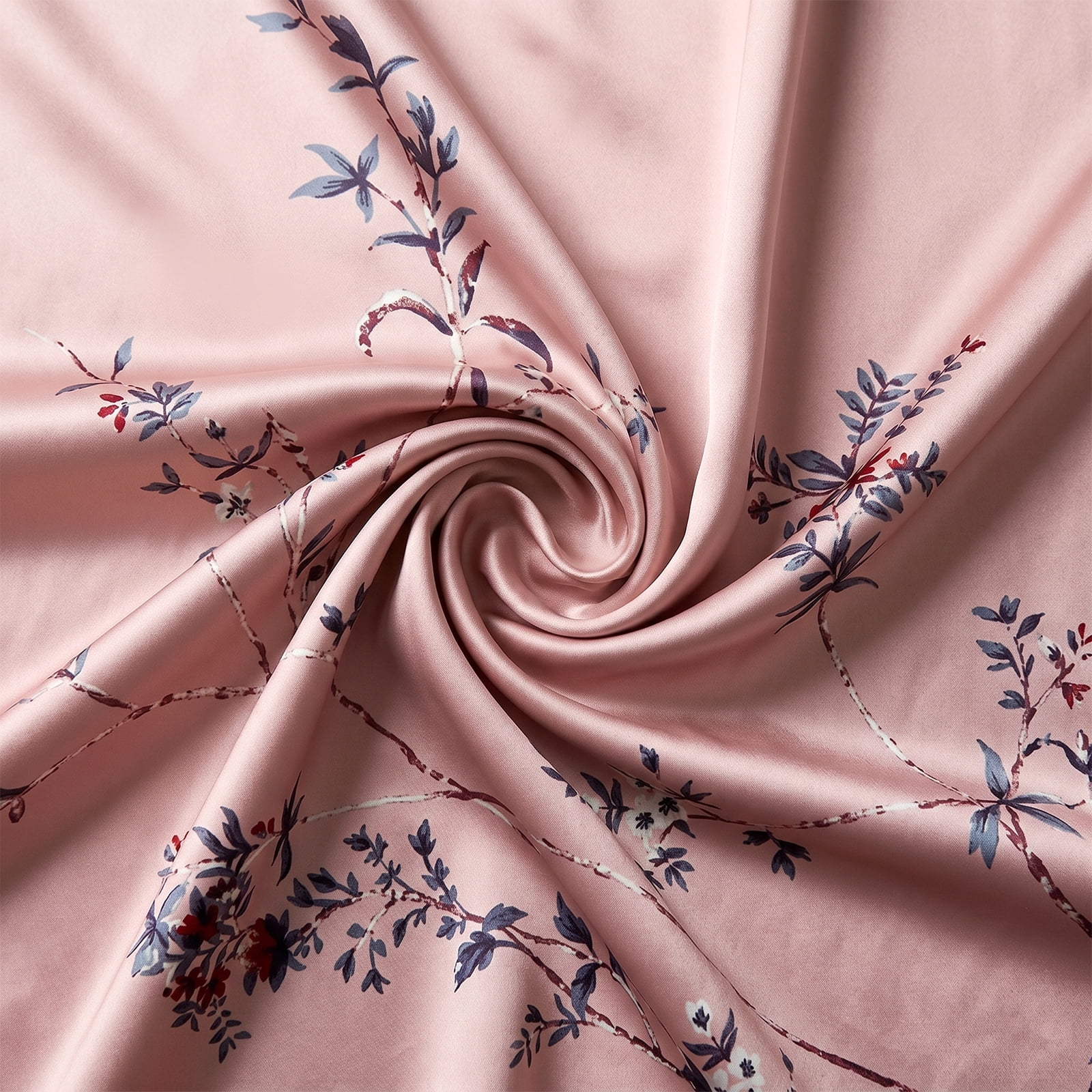 AMITOFO Women's Long Silky Satin Kimono Robe Floral Lightweight Loungewear (Pink, One Size) o0k6o
