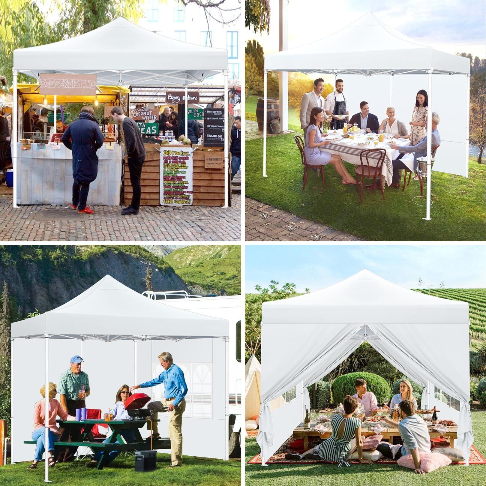 COBIZI 10x10 Heavy Duty Pop Up Canopy Tent with 4 Sidewalls, Commercial Instant Waterproof Shelter, UV 50+ Protection (White, 10x10 ft) zvpd3