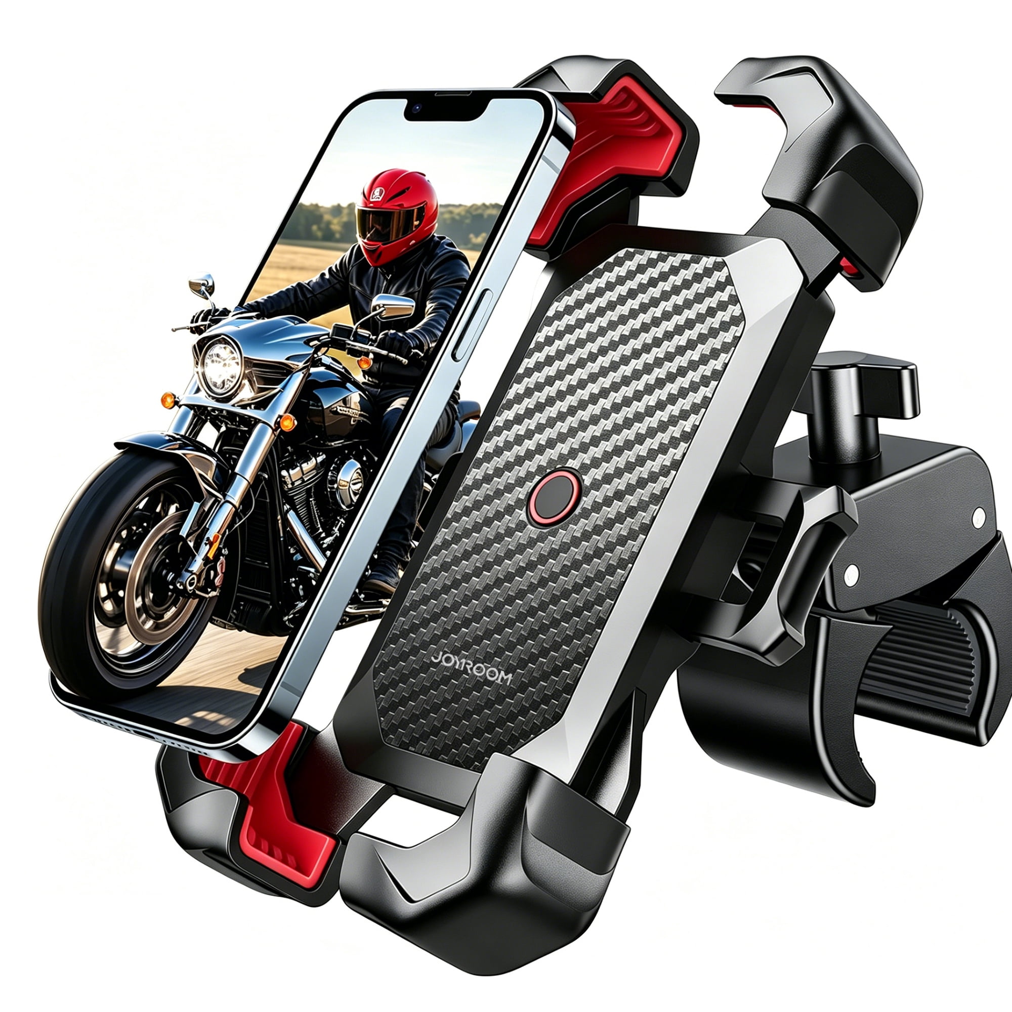JOYROOM Motorcycle Phone Mount, Adjustable Handlebar Cell Phone Holder with Auto Lock (Black, 4.7 in to 7 in) kfjeb