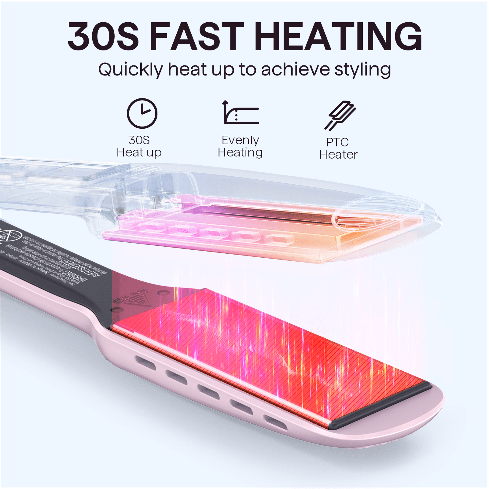 Wavytalk Wet to Dry Hair Straightener, Titanium 1.75 in Wide Flat Iron for Fast Styling (Pink, 1.75 in) 3pc28