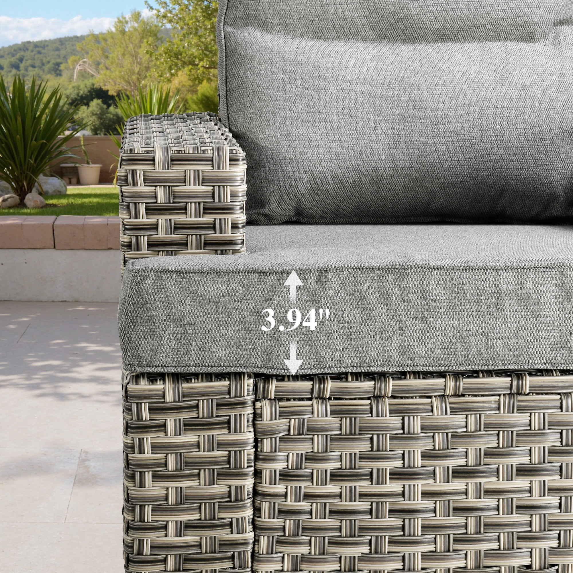 Ovios 7-Piece Outdoor Patio Furniture Set, All-Weather Rattan Wicker Sectional Sofa with Club Chairs and Ottomans (Dark Gray, 7-Piece) zea90