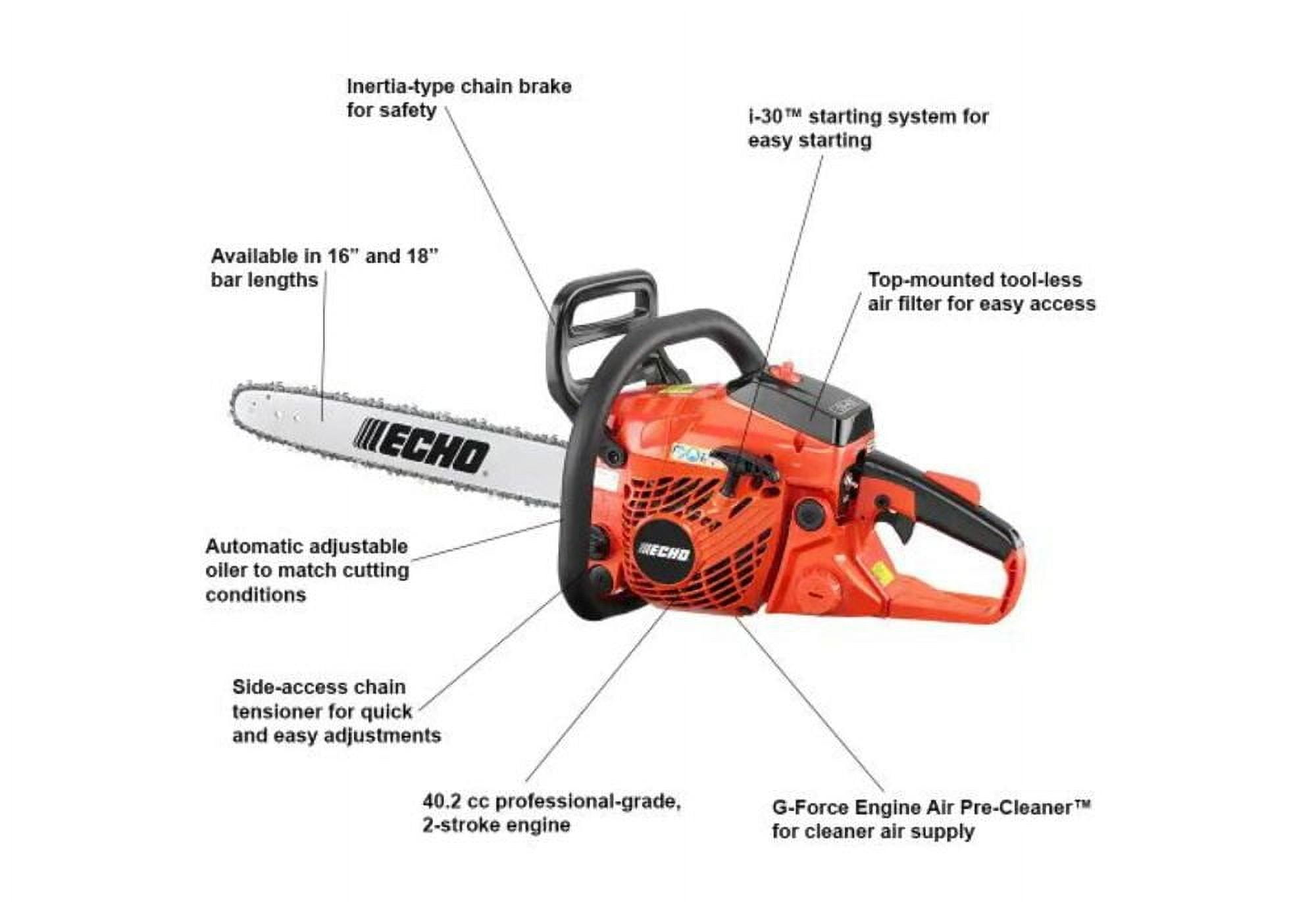 ECHO 18-Inch Gas Chainsaw with Bar and Chain (41.6cc, 2-Stroke Engine) h79cb