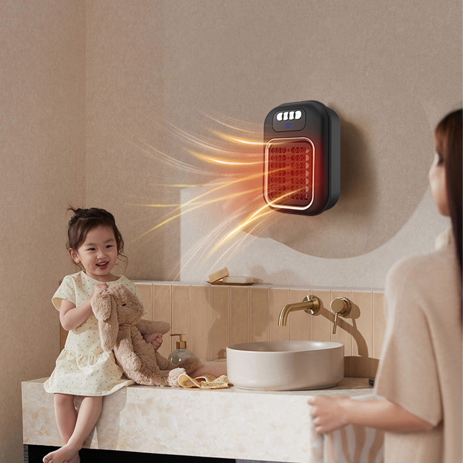 GBSELL 600W Mini Space Heater with Thermostat, Portable Electric Heater for Office and Bedroom (Black, 1 Unit) 4gqui