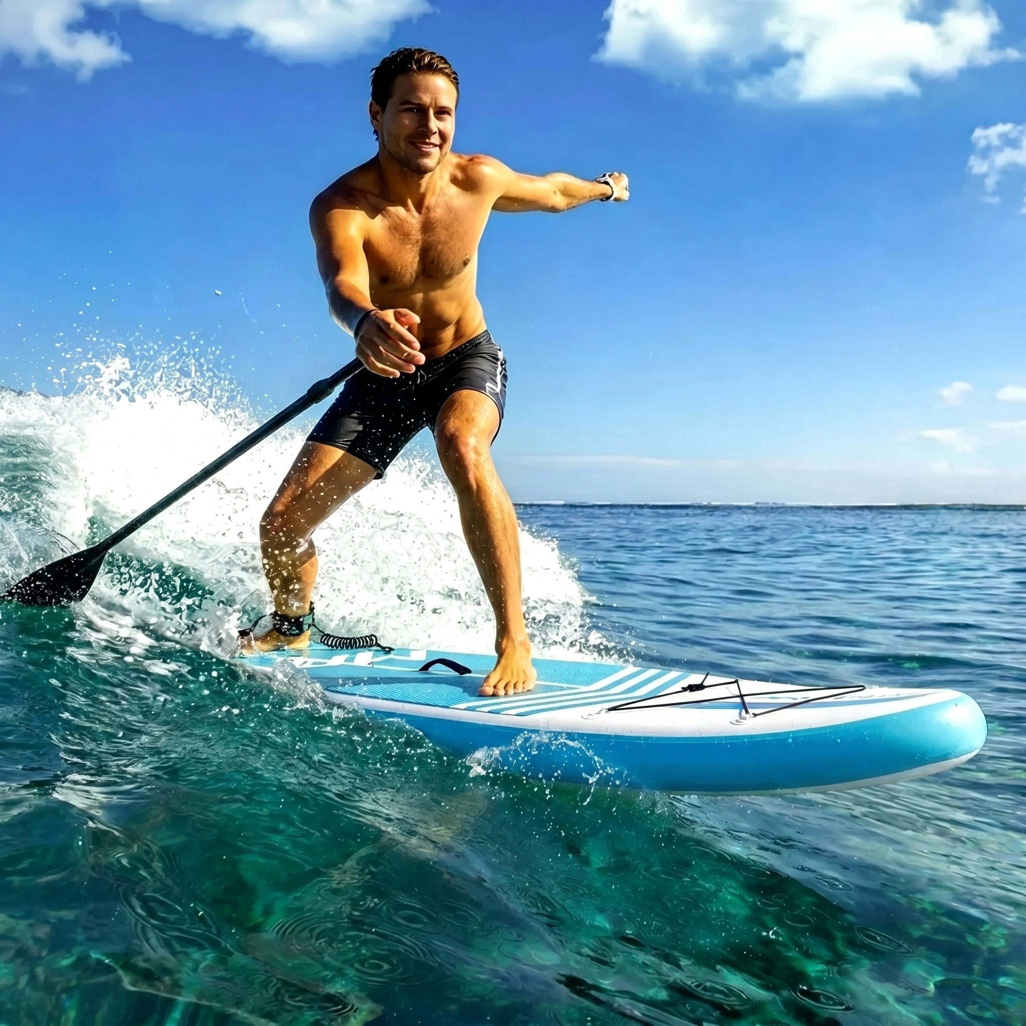 Naipo Inflatable Stand Up Paddle Board Set with Triple Action Pump and Accessories (Green, 10.5 ft) g9dw3