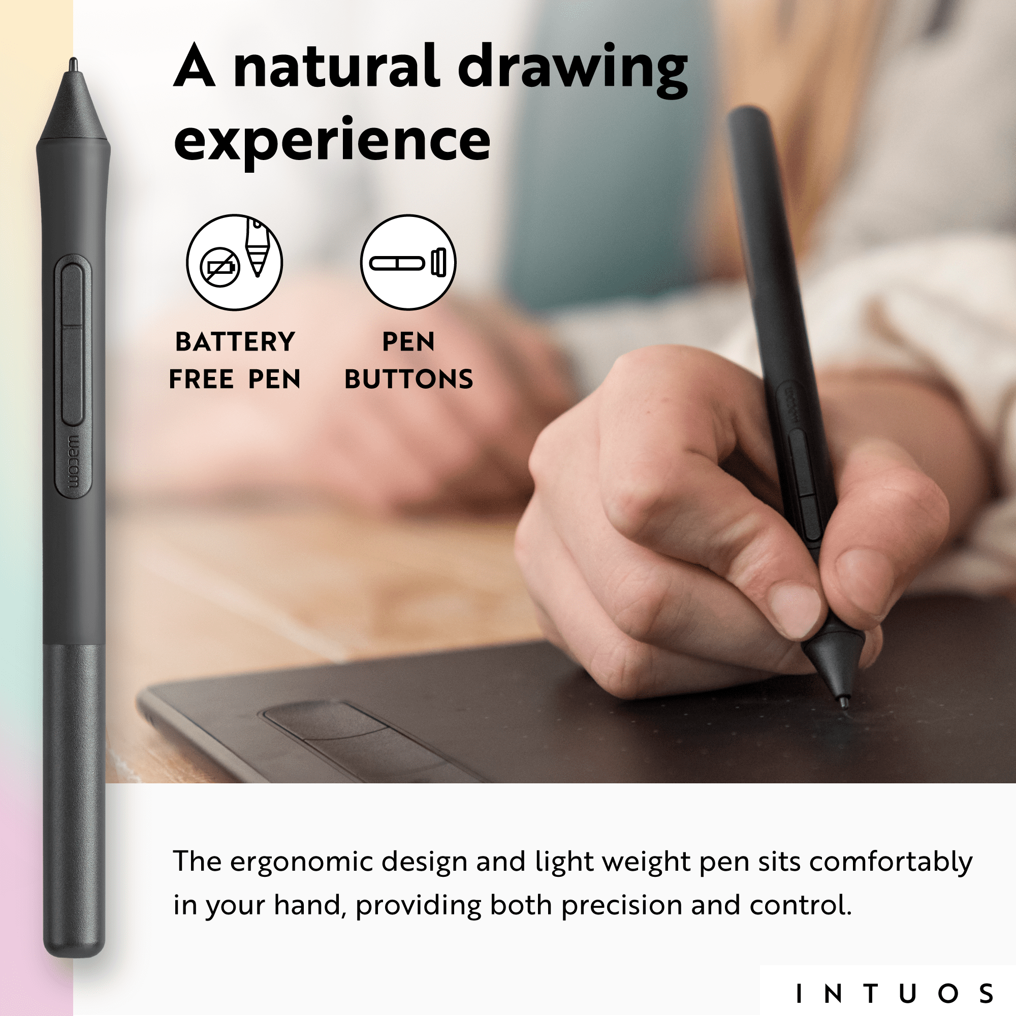Wacom Intuos Wireless Graphic Drawing Tablet (Black, 7.9 in x 6.3 in) ulcgo