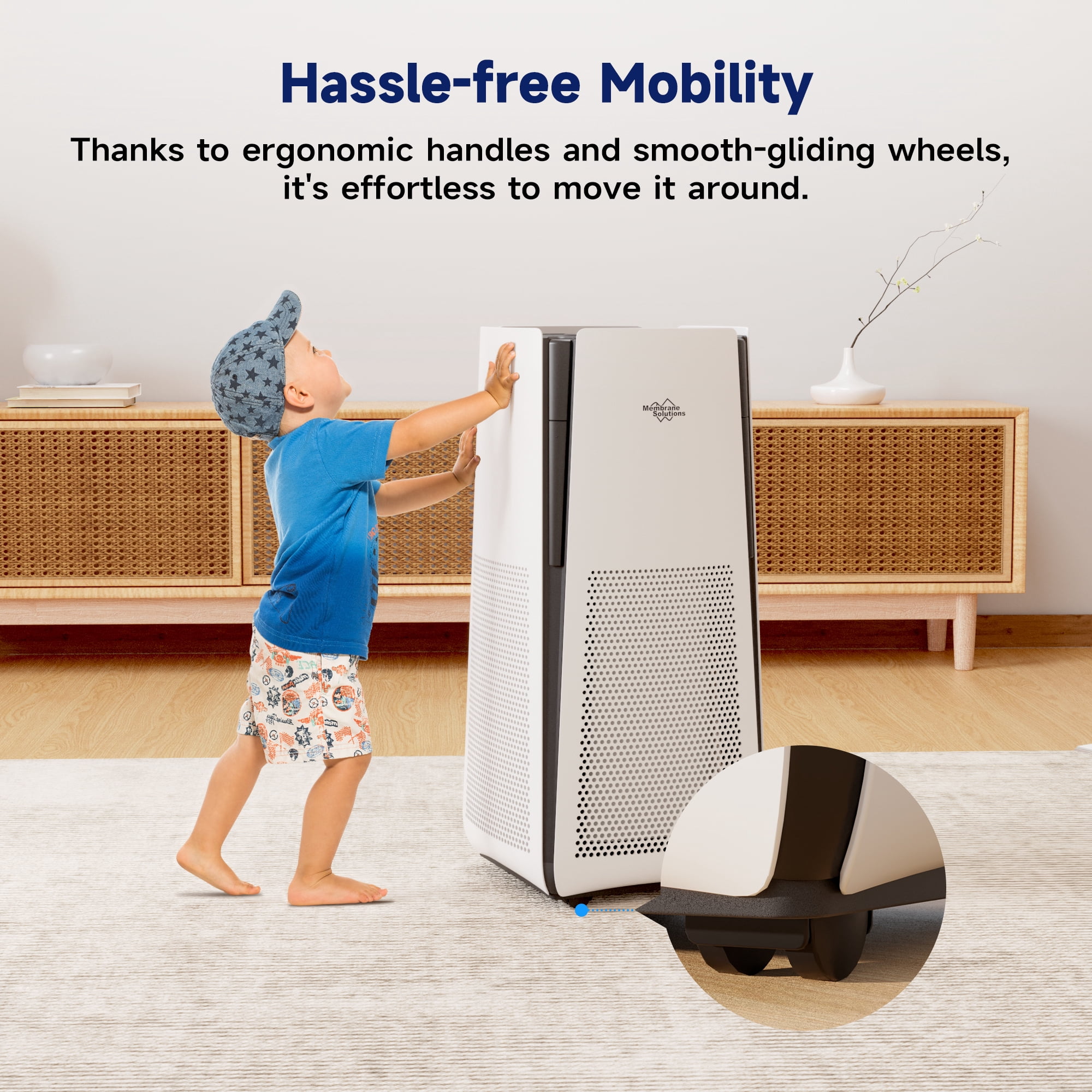Membrane Solutions MS601W Smart Air Purifier with True HEPA Filter for Large Rooms (White, 3027 sq ft) z7jdu