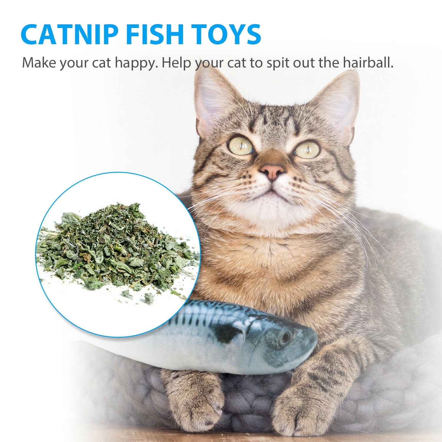 Costyle Realistic Fish Catnip Plush Toys for Interactive Play and Exercise (5 Pack) txvdl