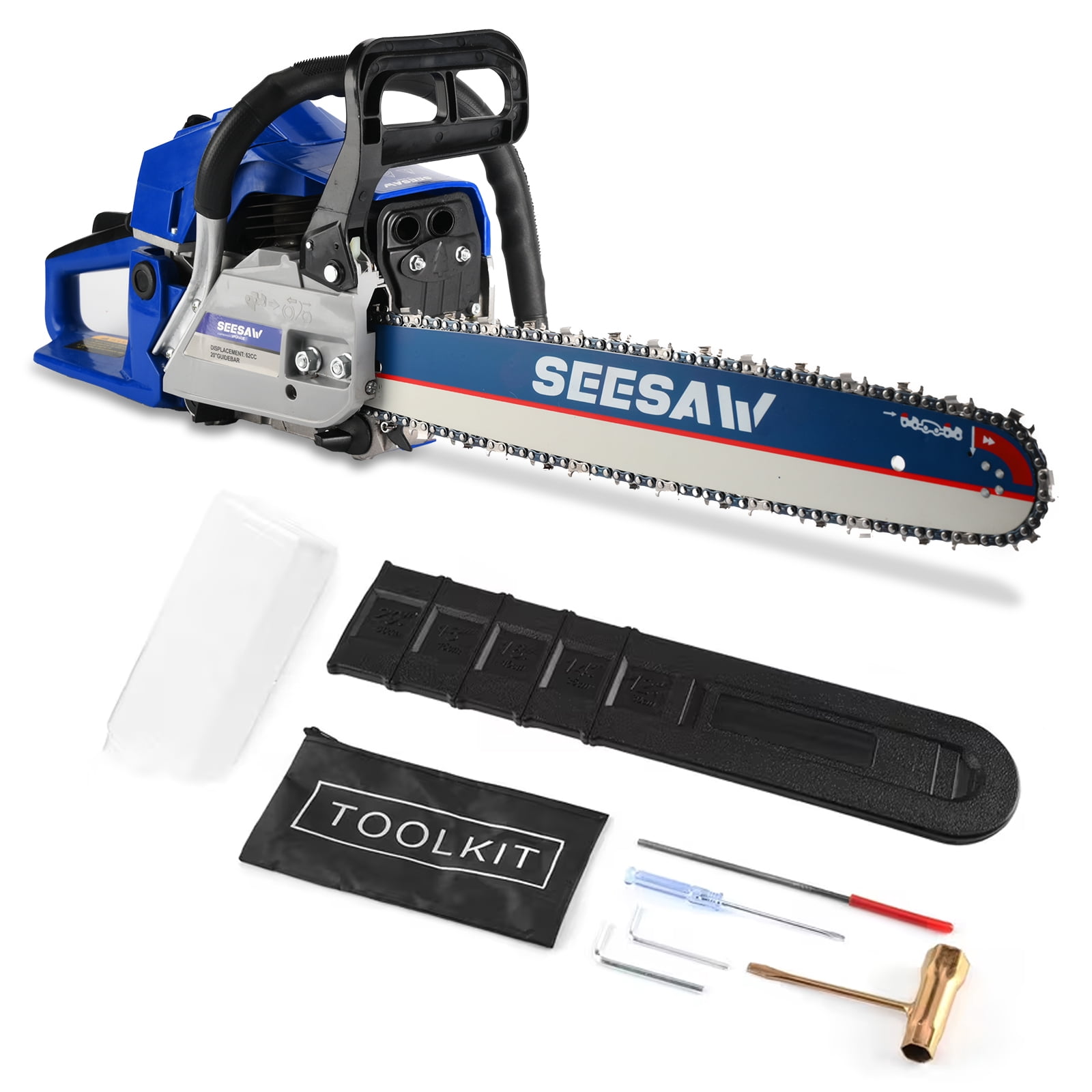 Generic 62CC Gasoline Chainsaw, Heavy-Duty Wood Cutting Tool (Blue, 20 in) dzuxv
