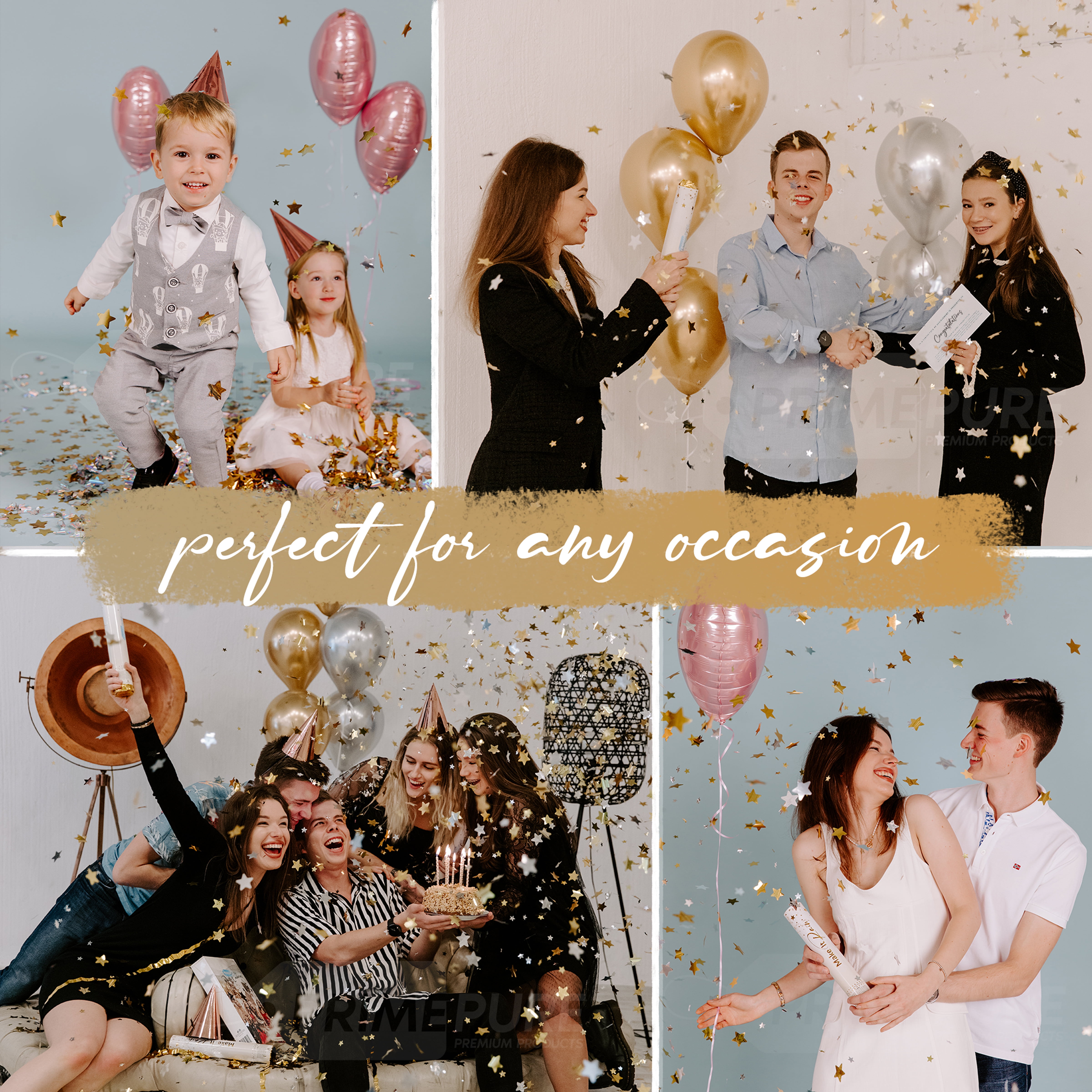 PrimePure Confetti Party Cannon (Gold, 2 Pack) jnnw9