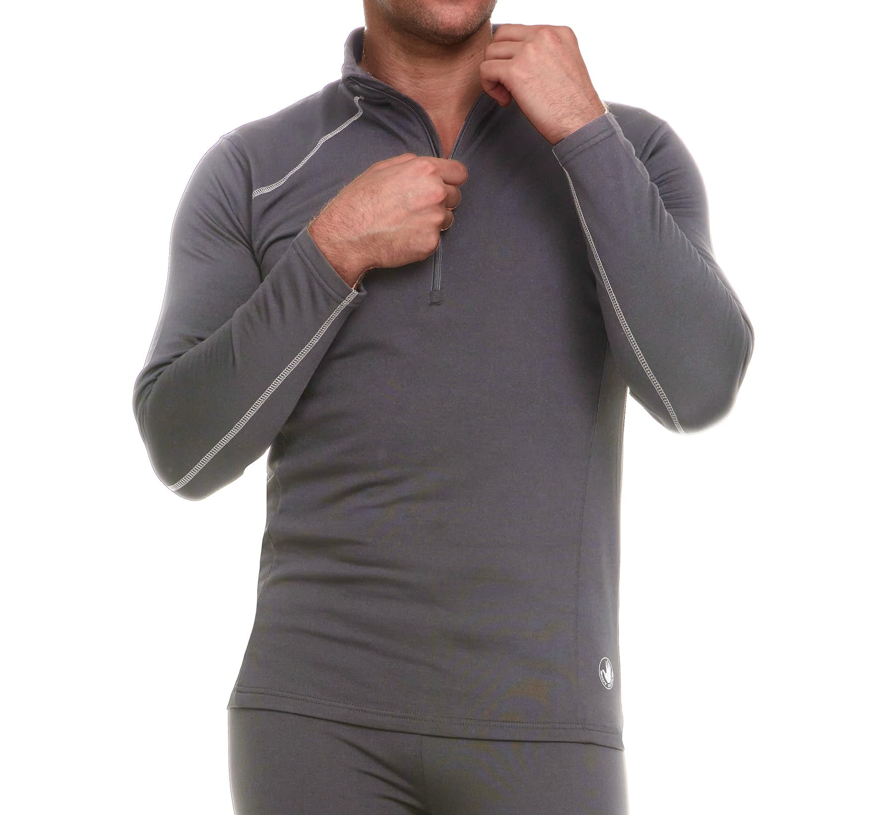 Body Glove Men's Thermal Top Long Sleeve Quarter-Zip Undershirt (Grey, M) r714m