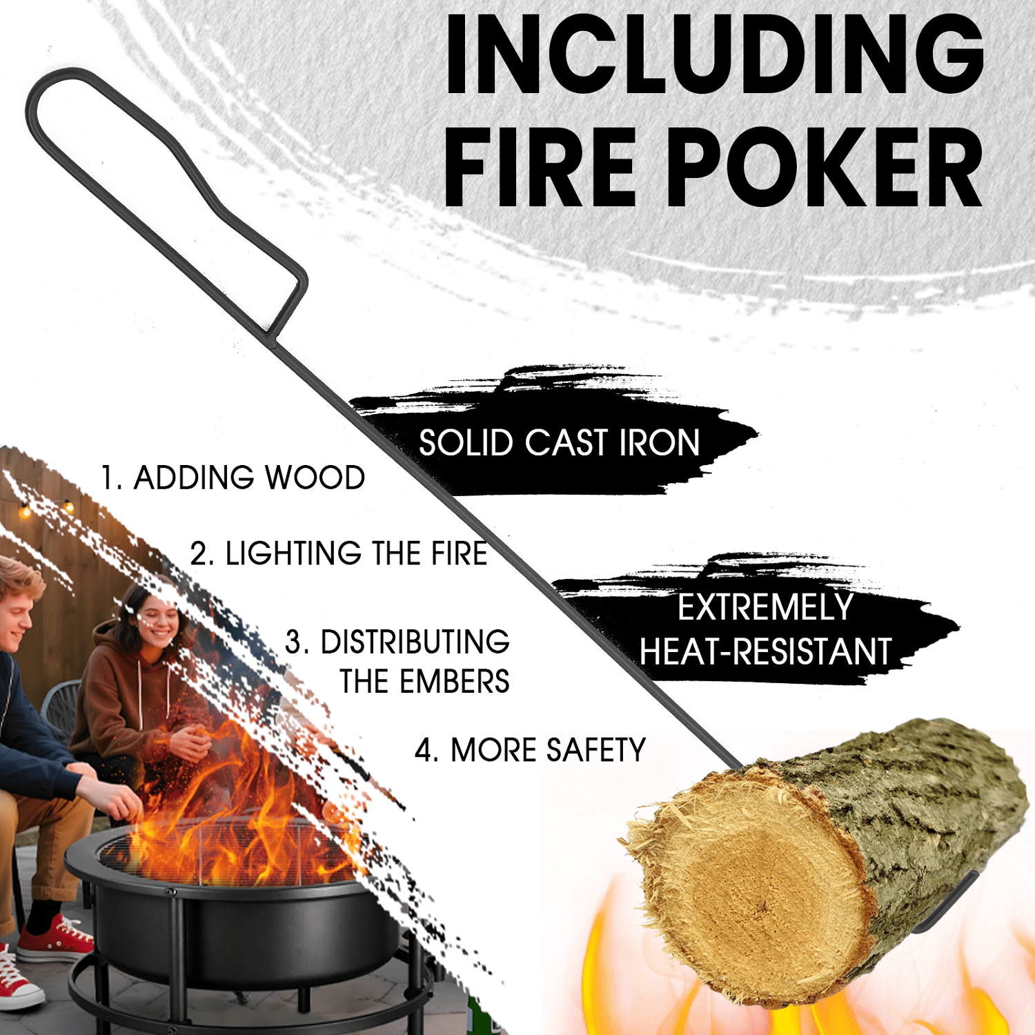 VAJIAZA Foldable Outdoor Fire Pit Table, Heavy-Duty Cold-Rolled Steel BBQ Grill with Accessories (Black, 52 in) yd8wc