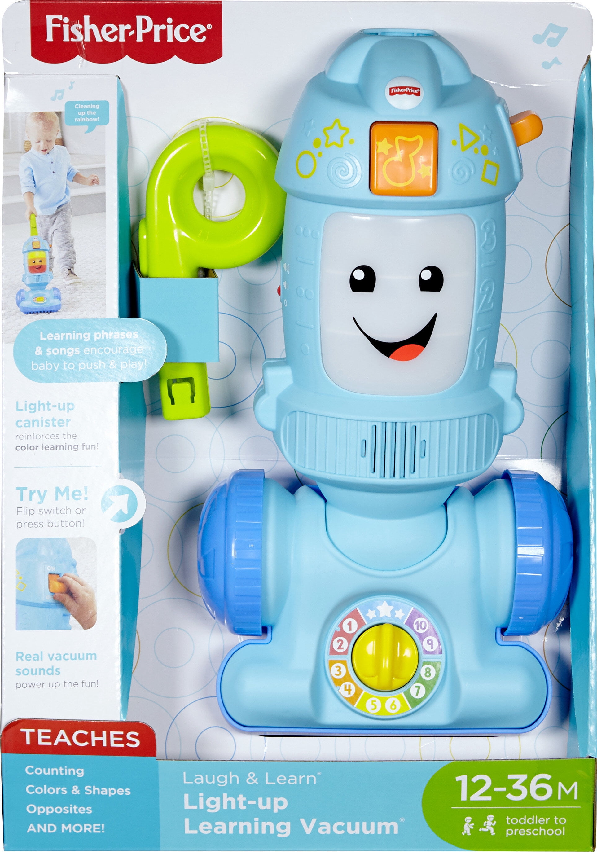 Fisher-Price Laugh & Learn Light-Up Learning Vacuum Electronic Push Toy (Multi-Color, 18 in) 84fs0