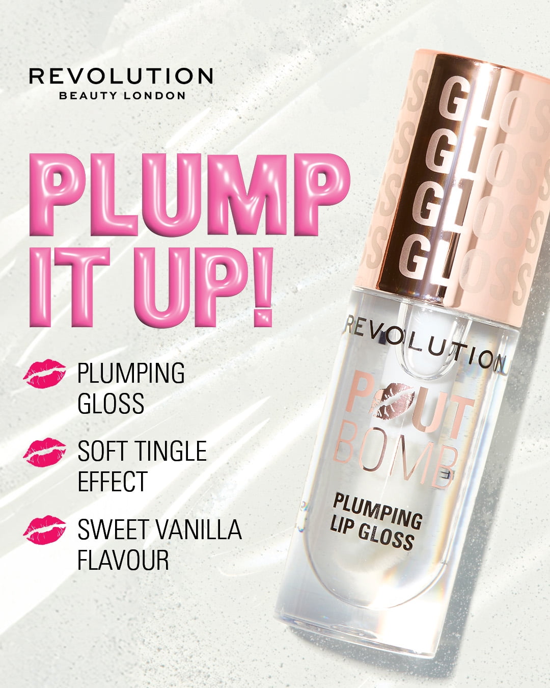 Revolution Beauty Pout Bomb Plumping High-Shine Lip Gloss with Vitamin E (Glaze Clear, 0.16 fl oz) 1pbec