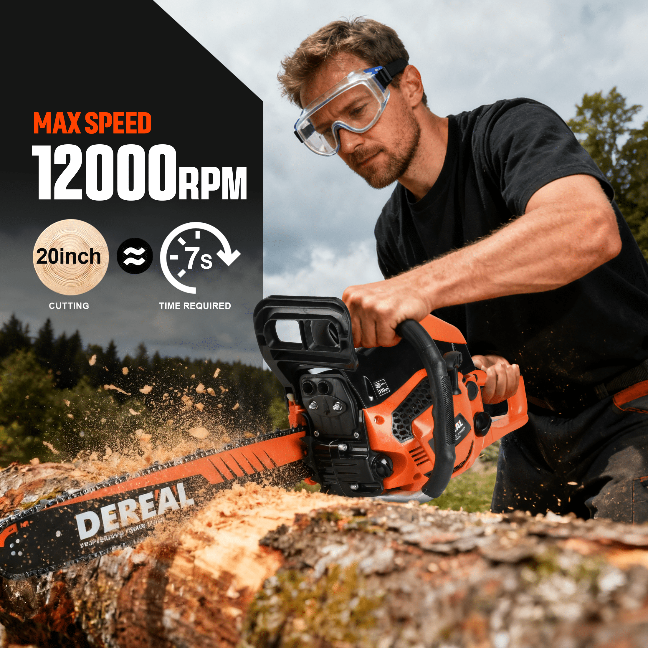Vetoper 62CC Gas Chainsaw, 2-Stroke Heavy-Duty Wood Cutting Saw with Automatic Oiler (Orange, 20 in) vgowf