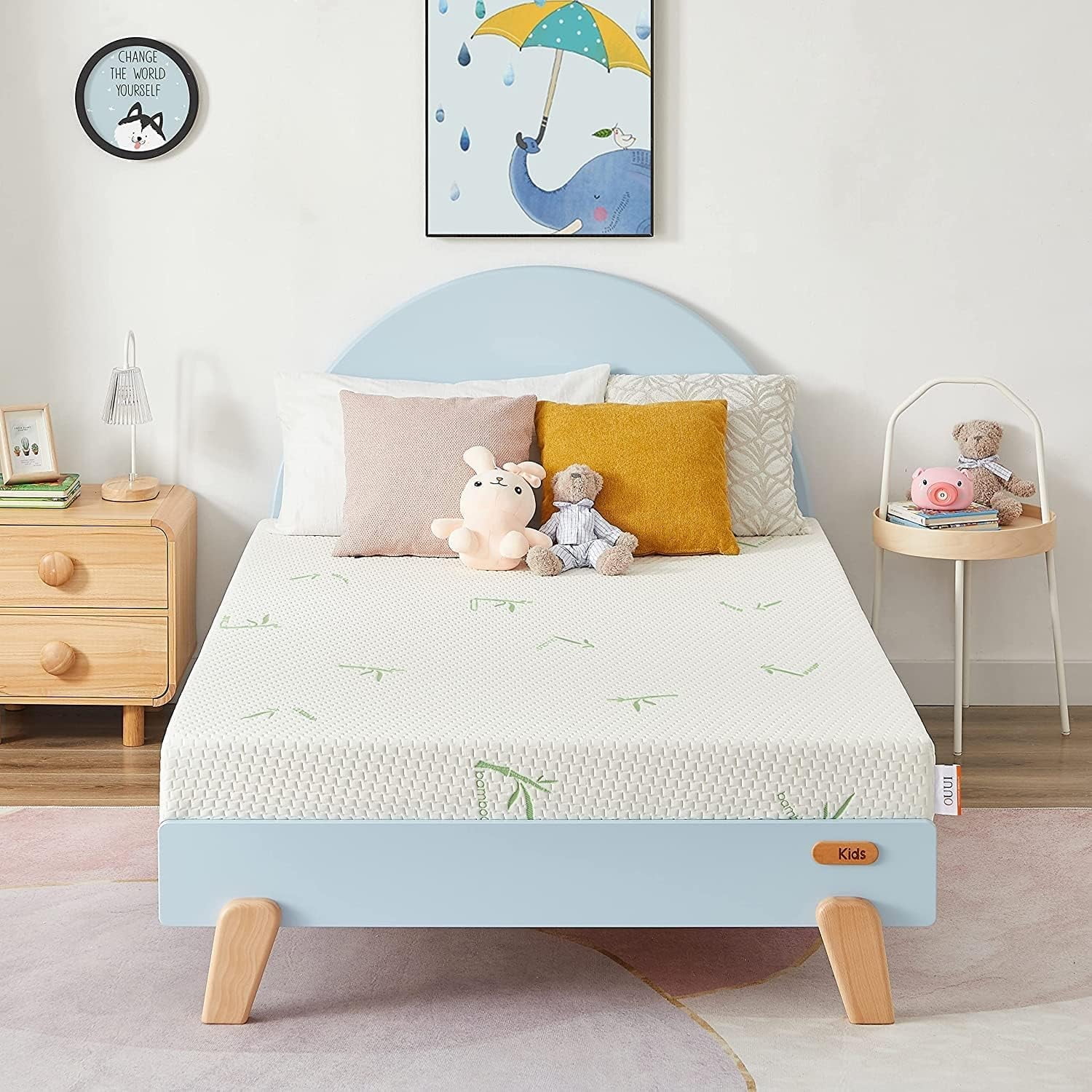 OUUI Twin Memory Foam Mattress, 8 Inch Gel Infused Mattress with Breathable Bamboo Cover (White, Twin) v36mw