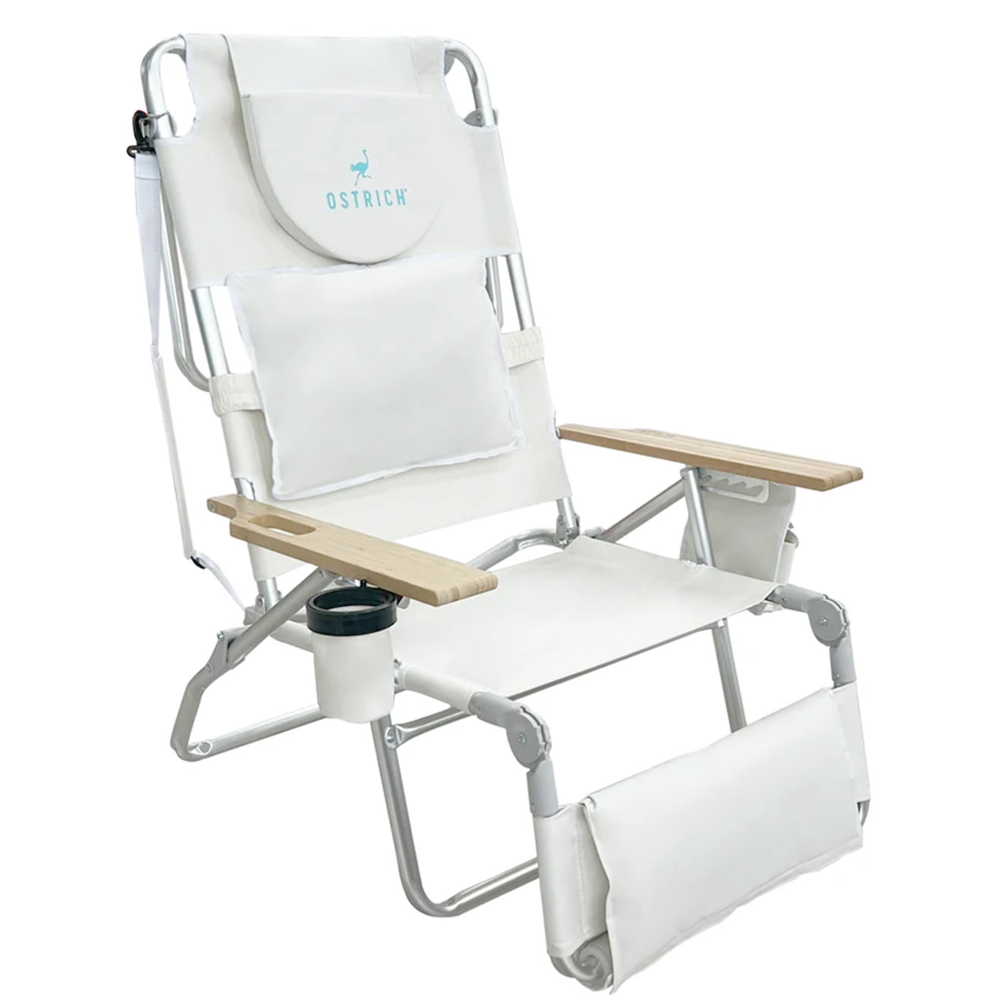 Ostrich Deluxe 3N1 Lightweight Outdoor Beach Lounge Chair with Footrest (White, 60.76 in x 28.10 in x 39.73 in) gu2iy