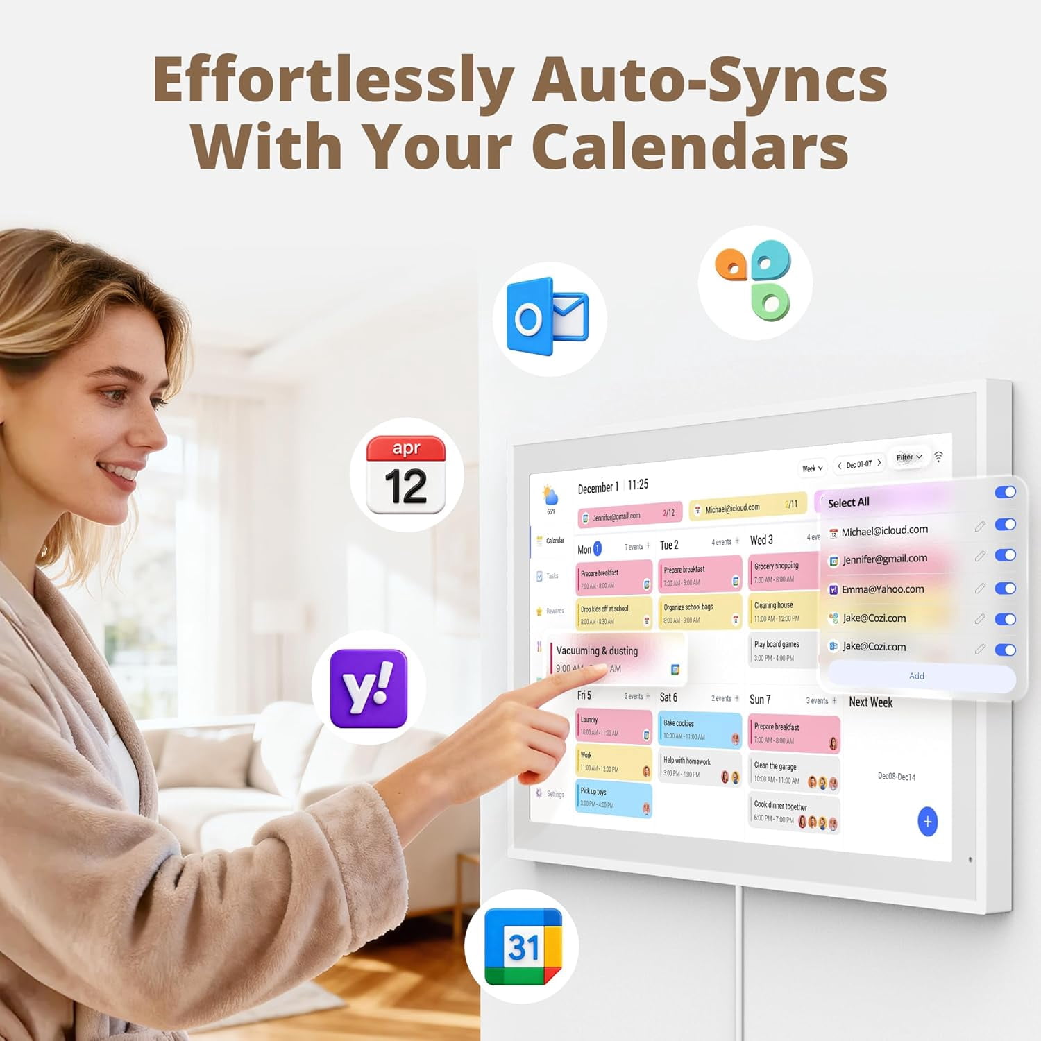 Dragon Touch 21.5 Inch Smart Digital Calendar and Family Planner with Chore Chart (White, 21.5 in) e8jpj