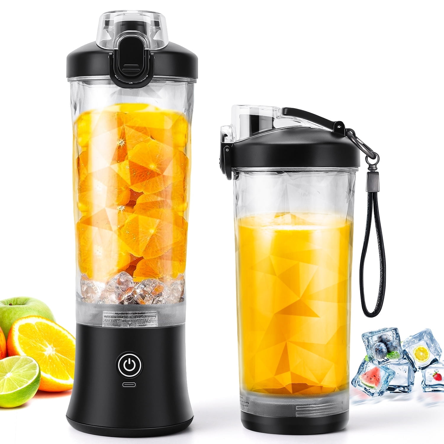 TINANA Portable Blender for Smoothies, USB Rechargeable Personal Mixer with Travel Lid (Black, 20 oz) aous9