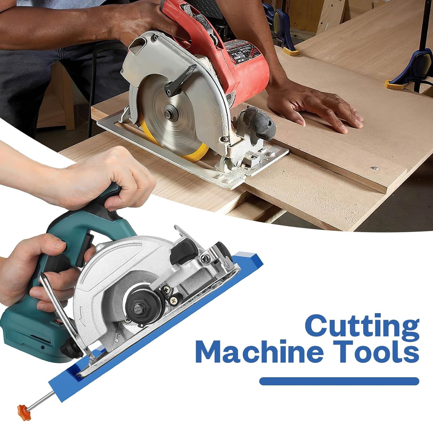 Isasaka Adjustable Circular Saw Cutting Guide with Precision Milling Clamp (Blue, 4-6 in) d18mm