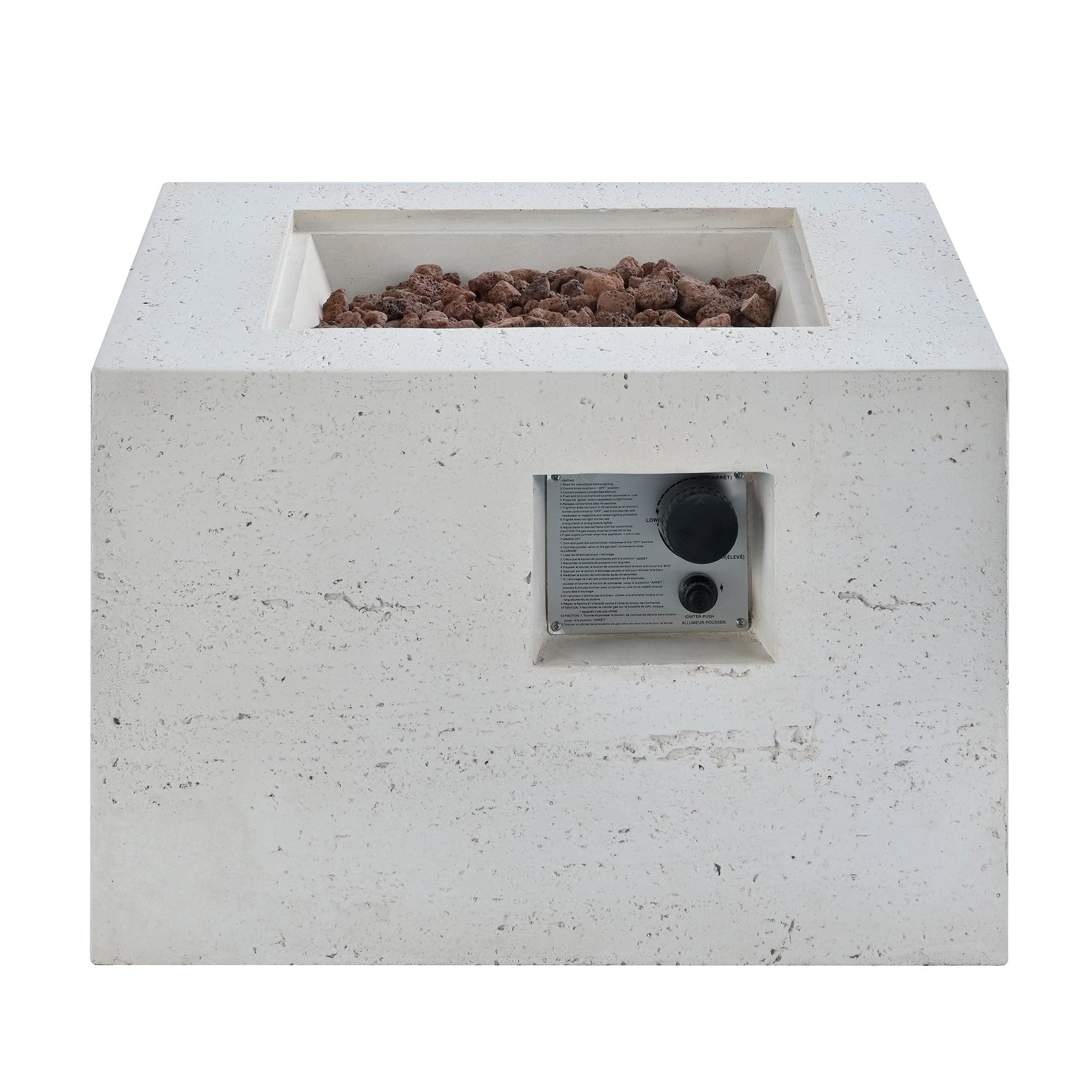 Bella Depot Outdoor Square Propane Fire Pit Table with Steel Burner and Adjustable Flame (Beige, 24 in) r2i8a