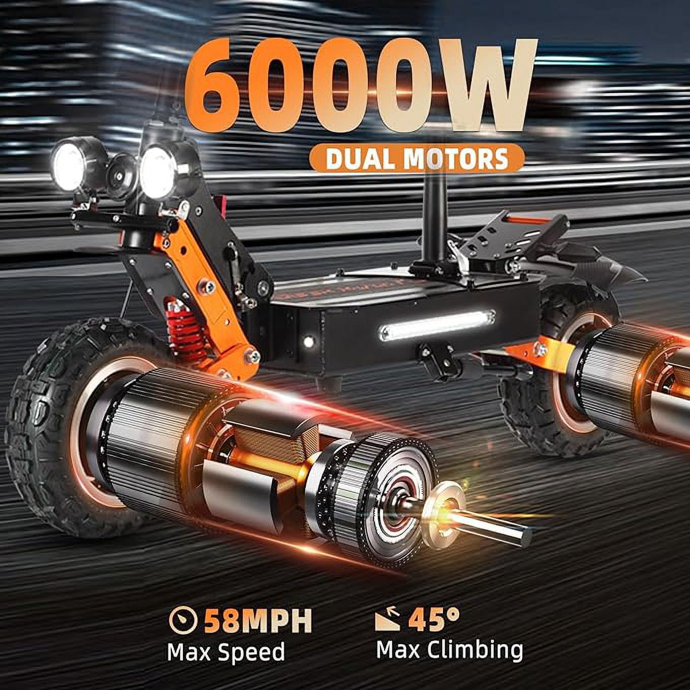ZonDoo ZO01 Plus Electric Scooter, 6000W Dual Motor Off-Road E-Scooter with Seat (Black, 11 in) g5m31