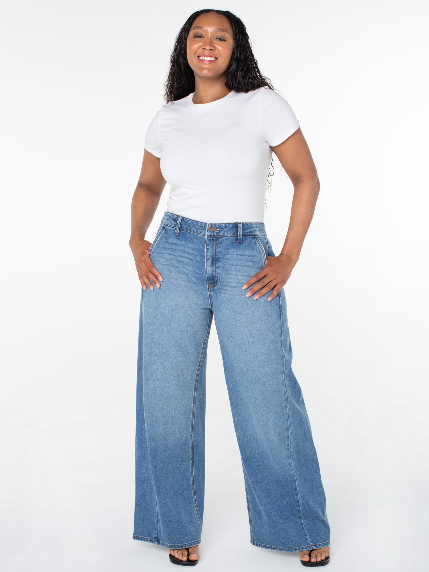 Celebrity Pink Women's Wide Leg Stretch Denim Jeans (Pink, 1-24) 2pcfw