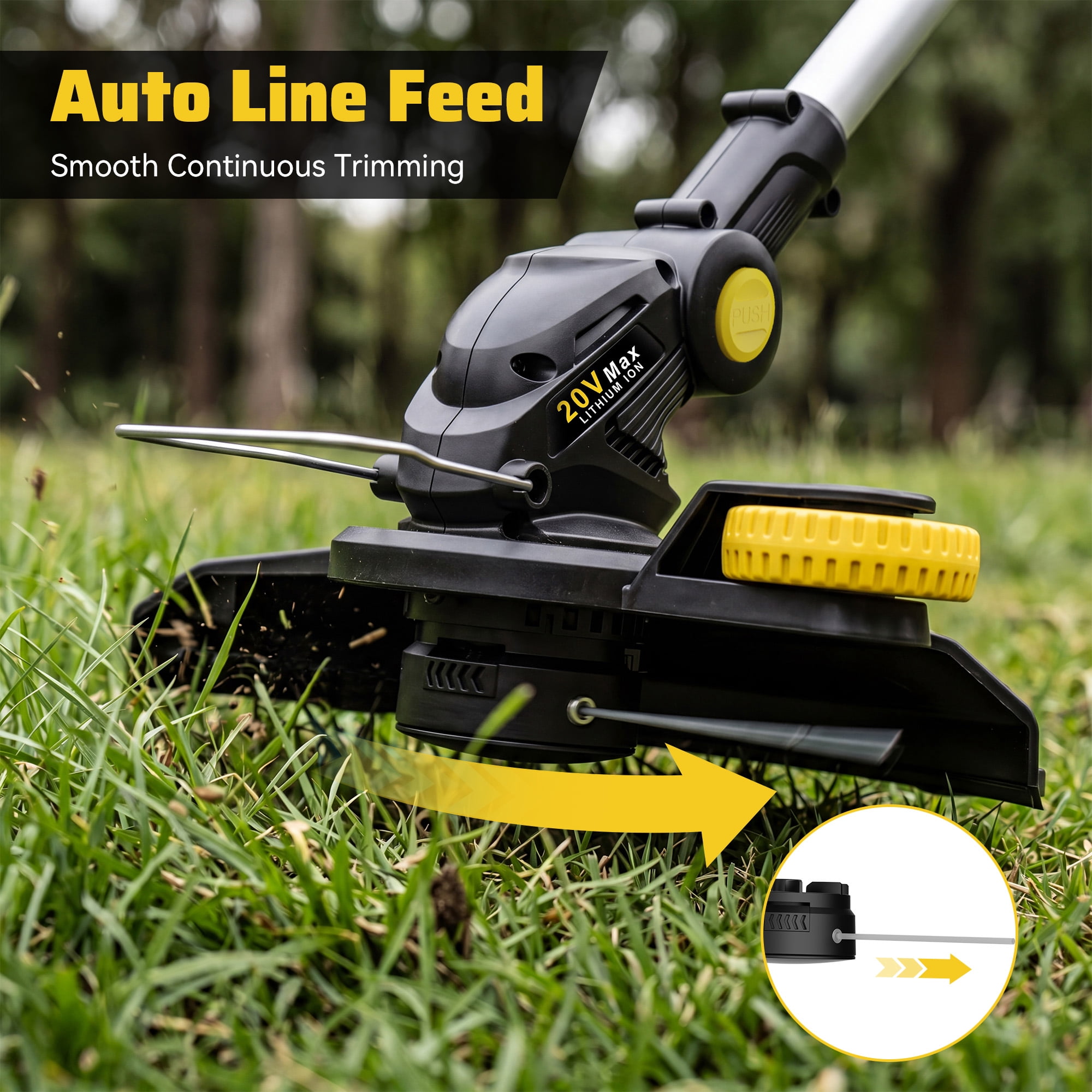 Tcisa Electric String Trimmer and Lawn Edger, 20V Cordless Weed Wacker with 4.0Ah Battery and Charger (12 in) y0bkg