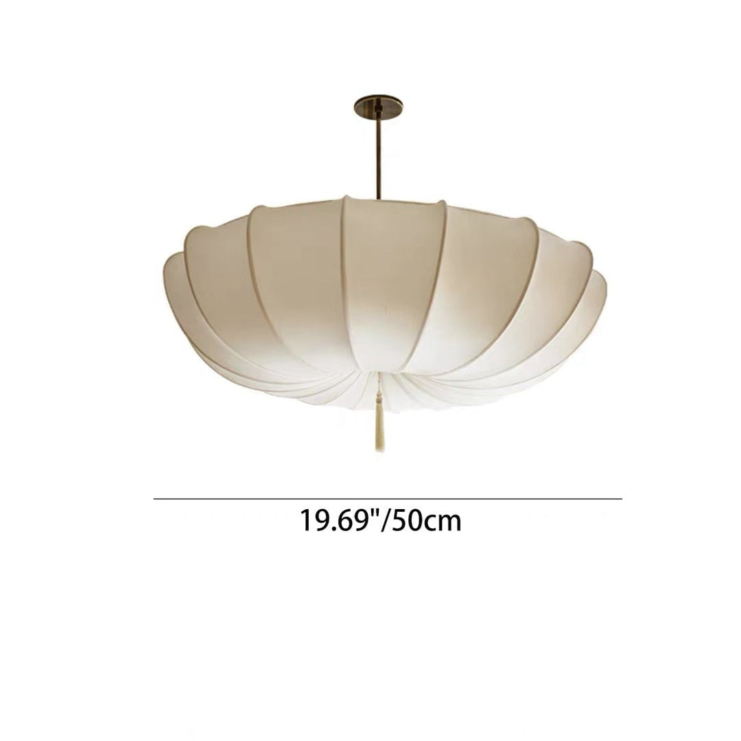 Viaurbe Japanese Minimalist Fabric Shade Chandelier with Iron Frame (Round, 18 in) 4kf1h