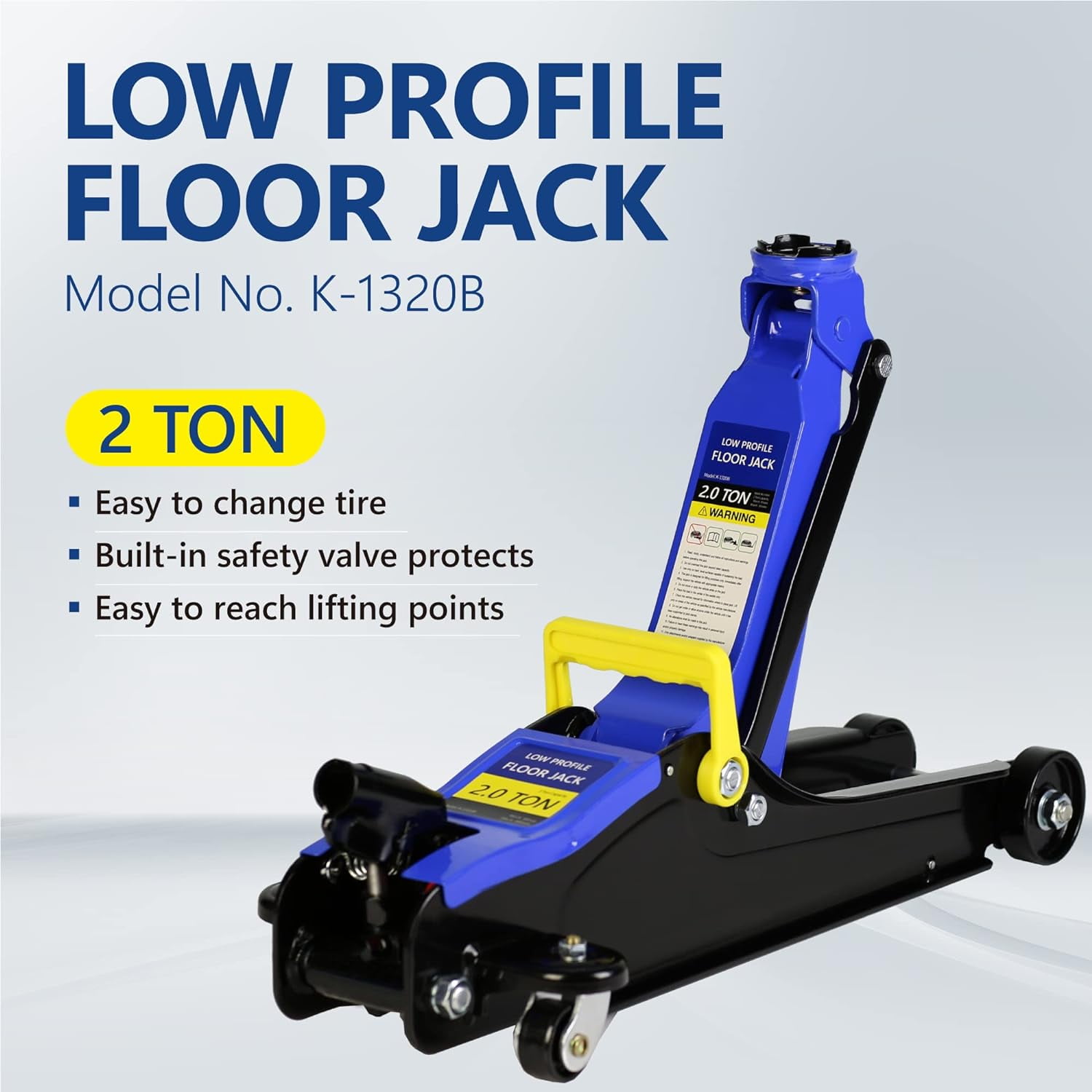POVANLI Low Profile Floor Jack, Heavy Duty Steel Hydraulic Lift with Quick Pump (2 Ton, 3.3 in - 15.2 in) d8001
