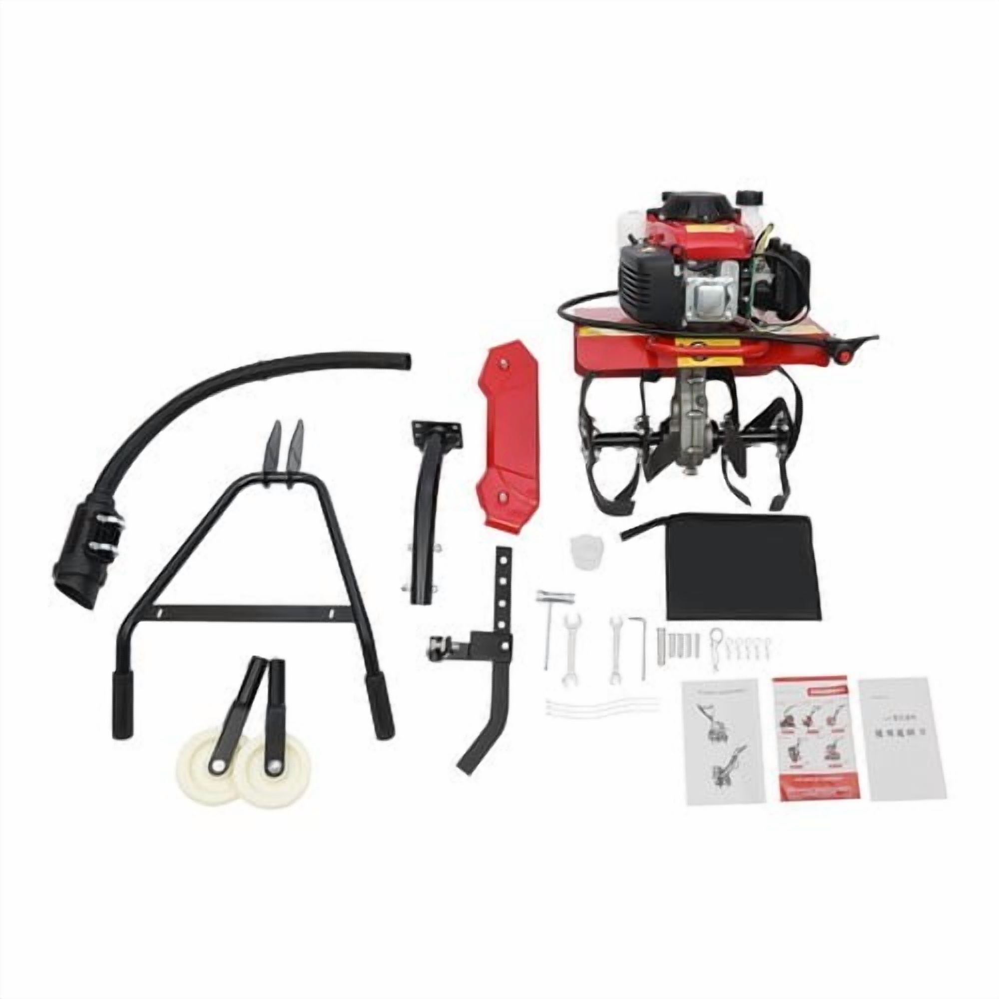 Generic 63cc 4-Stroke Gas Powered Garden Tiller Cultivator (13.78 in Tilling Width, 0.25 gal Fuel Tank) j4m74