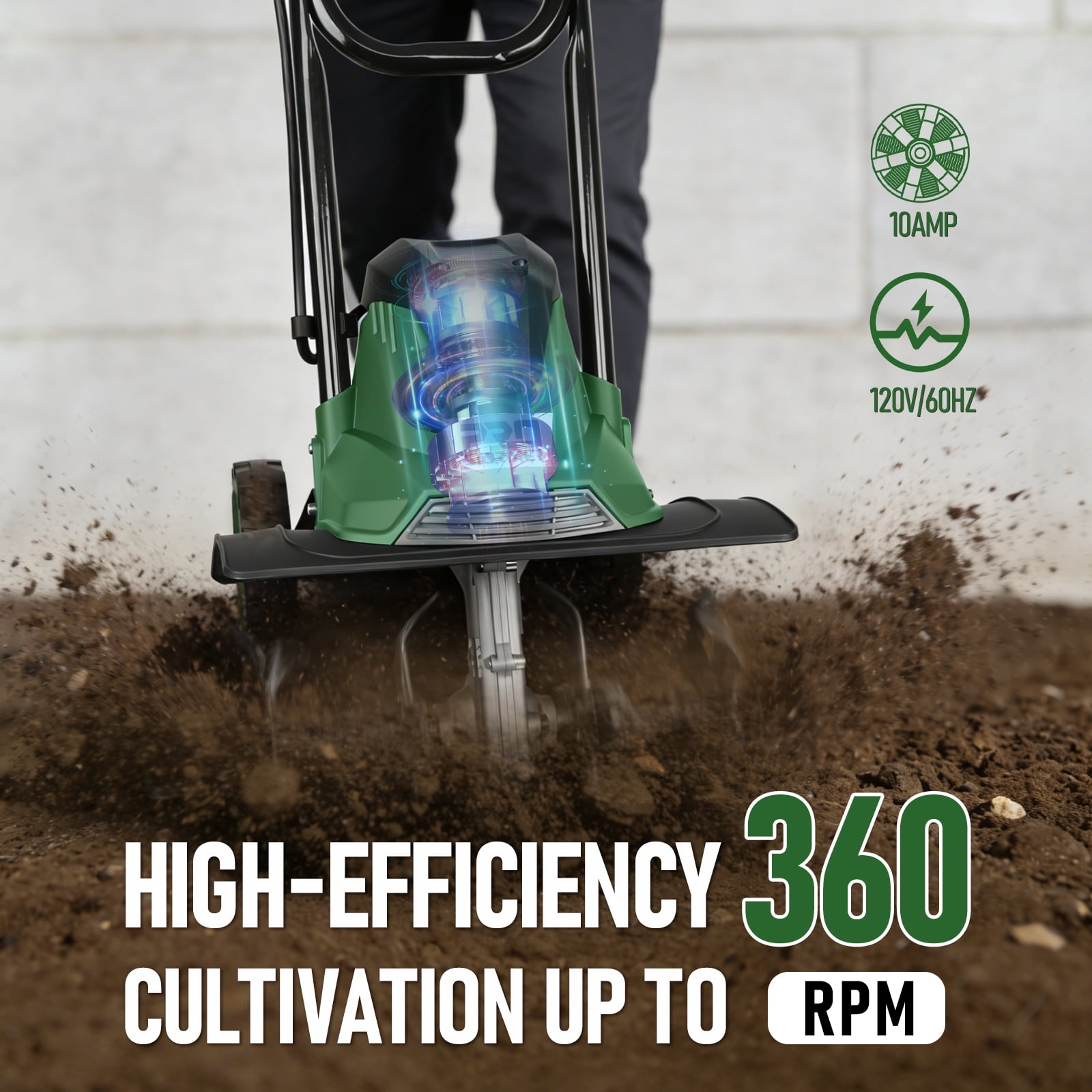 Prostormer Electric Garden Tiller, 10 Amp Rotary Cultivator with Foldable Handle and Adjustable Wheels (14 in) 4r0e6