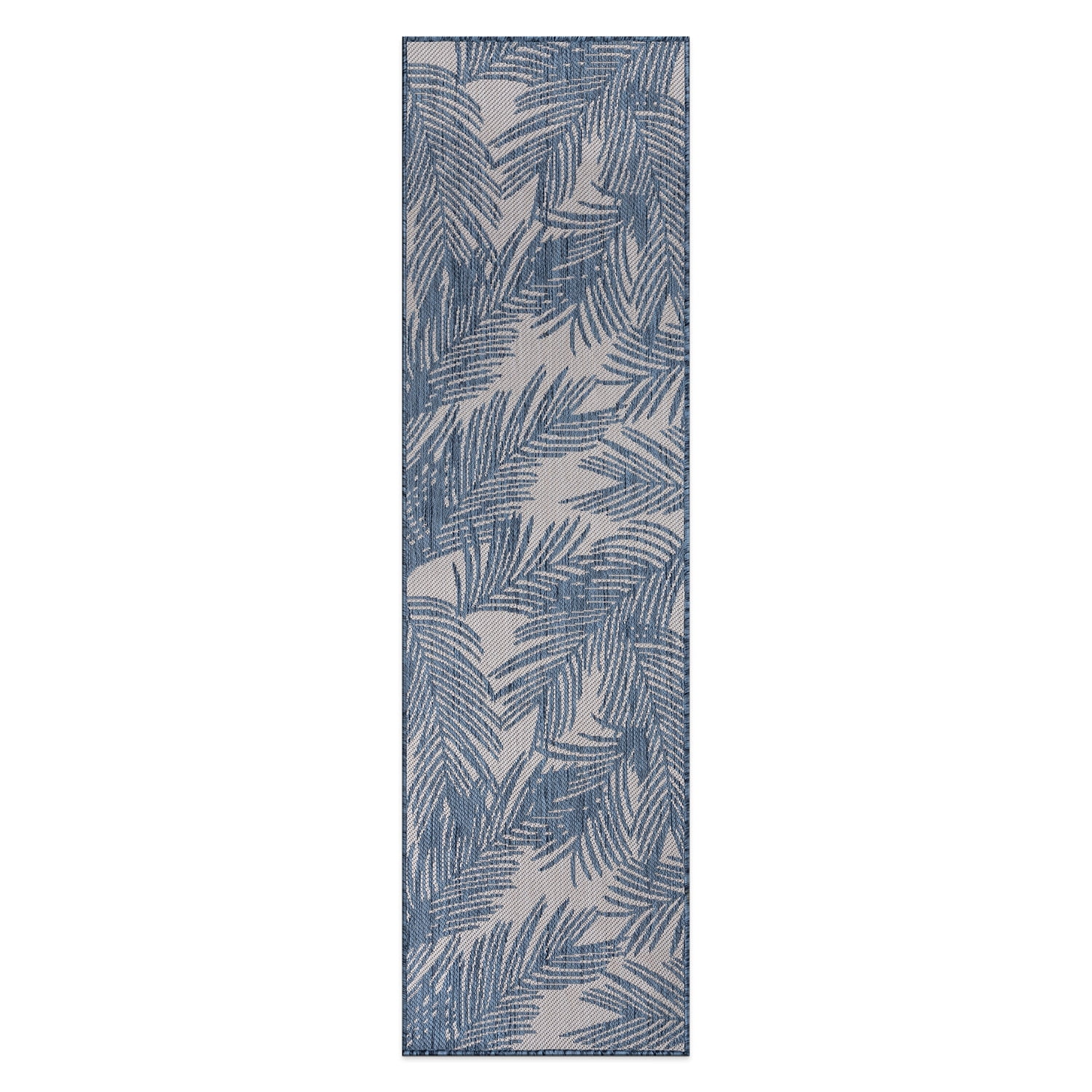 World Rug Gallery Contemporary Distressed Leaves Textured Flat Weave Indoor/Outdoor Area Rug (Blue, 2 ft x 7 ft) hupb3