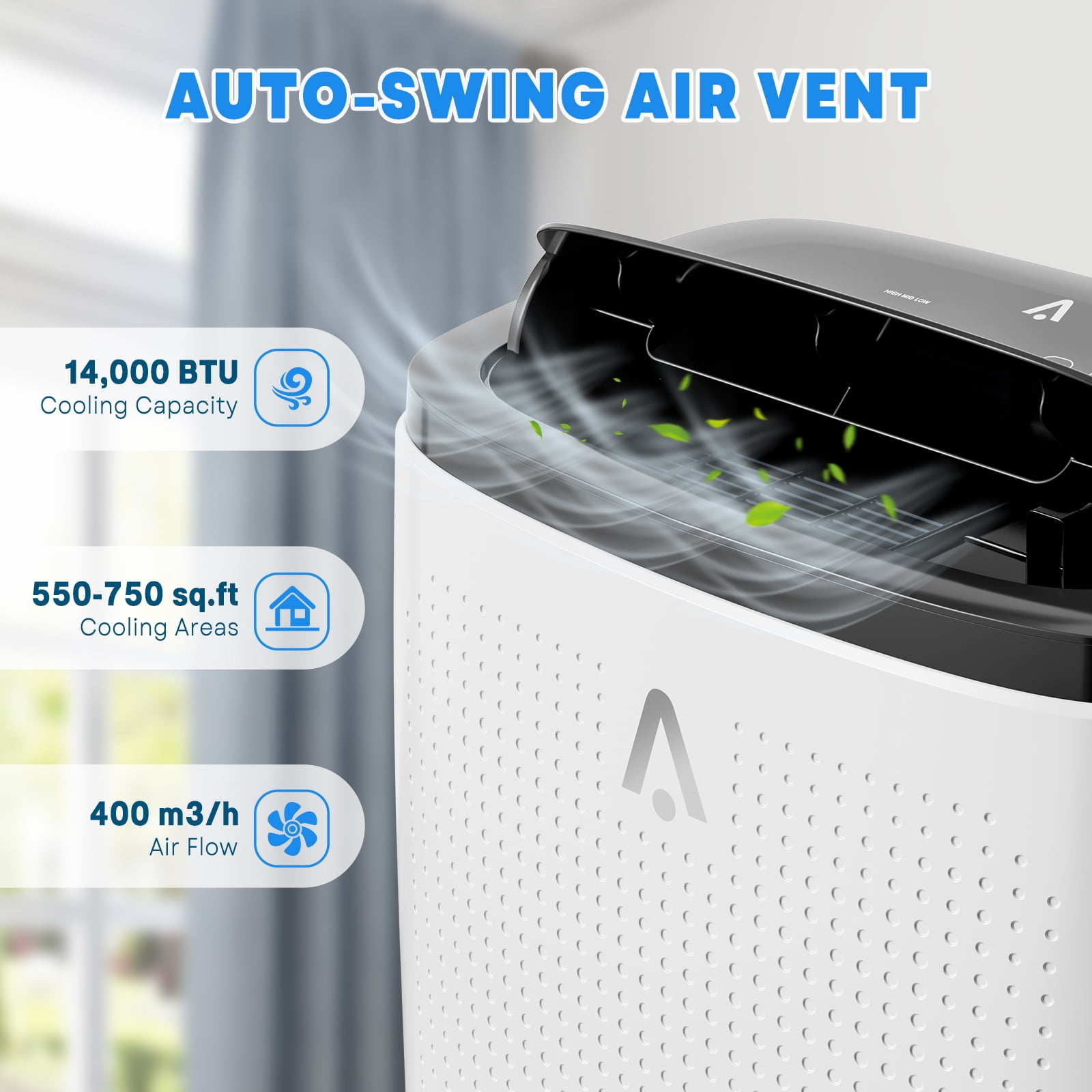 Towallmark Portable Air Conditioner 14000 BTU 4-in-1 Cooling Dehumidifier Fan Unit for Rooms up to 700 sq. ft. (Black) o9ivr