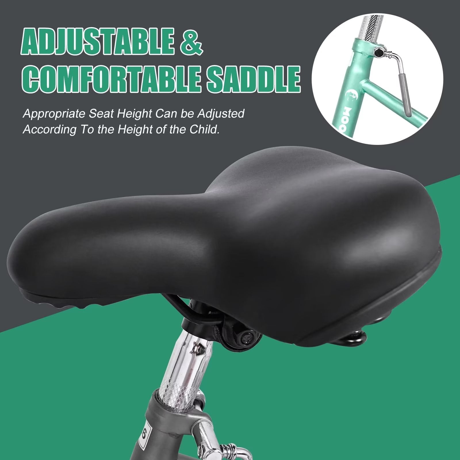Lilypelle 3-Wheel Tricycle for Kids and Adults, Stable Cruiser Bike with Rear Storage Basket (Cyan, 16 in) yvct6