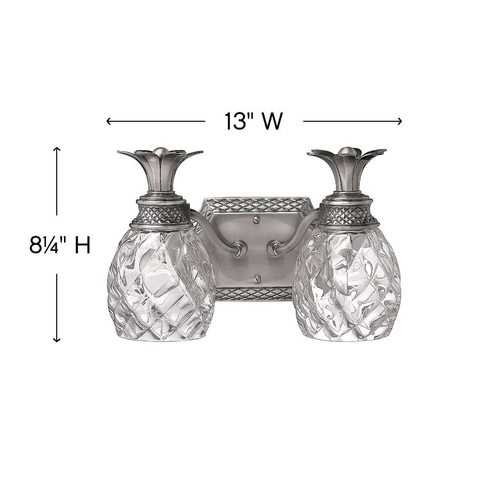 Bailey Street 2-Light Bathroom Vanity Fixture Traditional Glam Wall Sconce (Polished Antique Nickel, 13 in Wide) hf4gv
