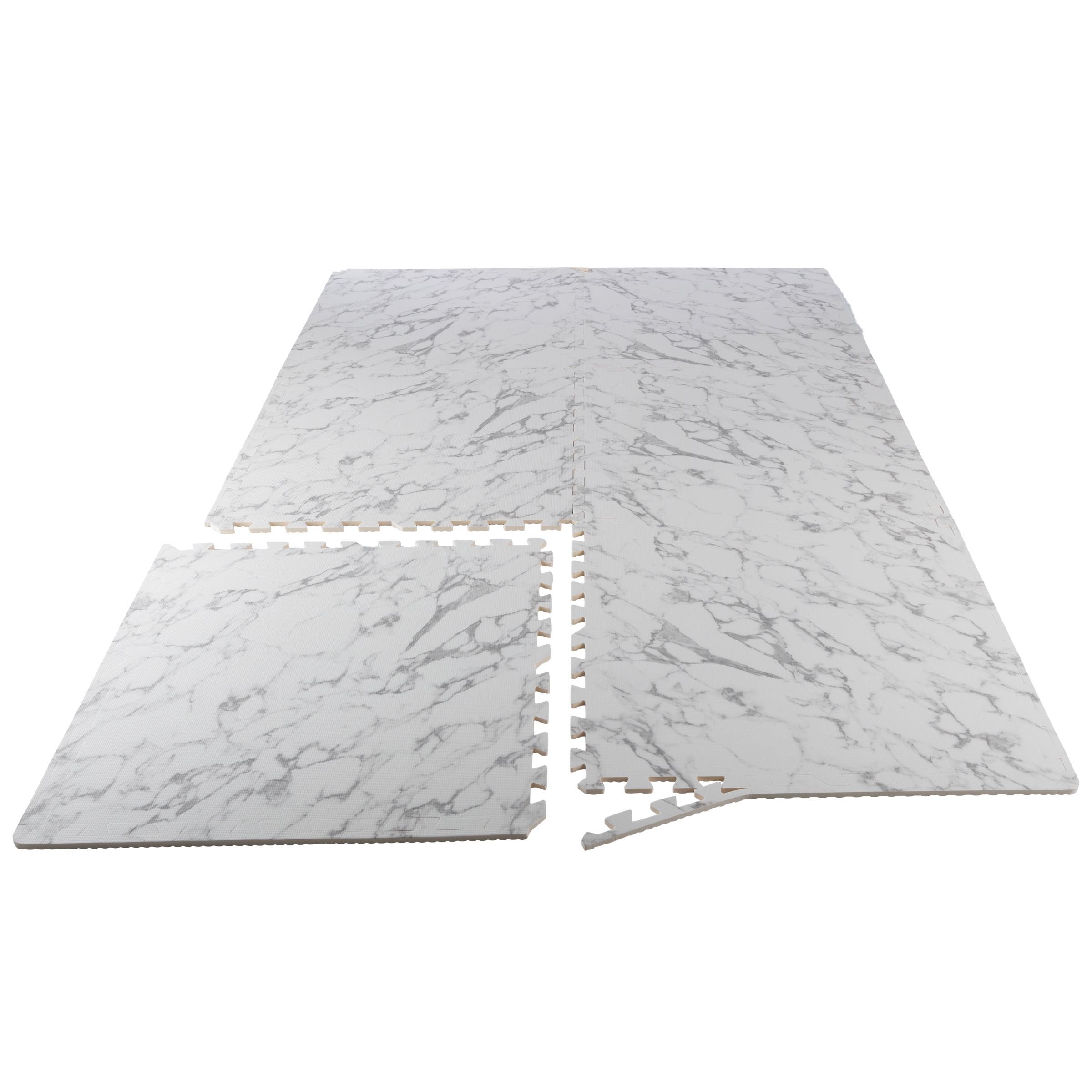 Stalwart Foam Floor Tiles Interlocking Gym Mat and Baby Play Area (White Marble, 24 sq ft) afiu2