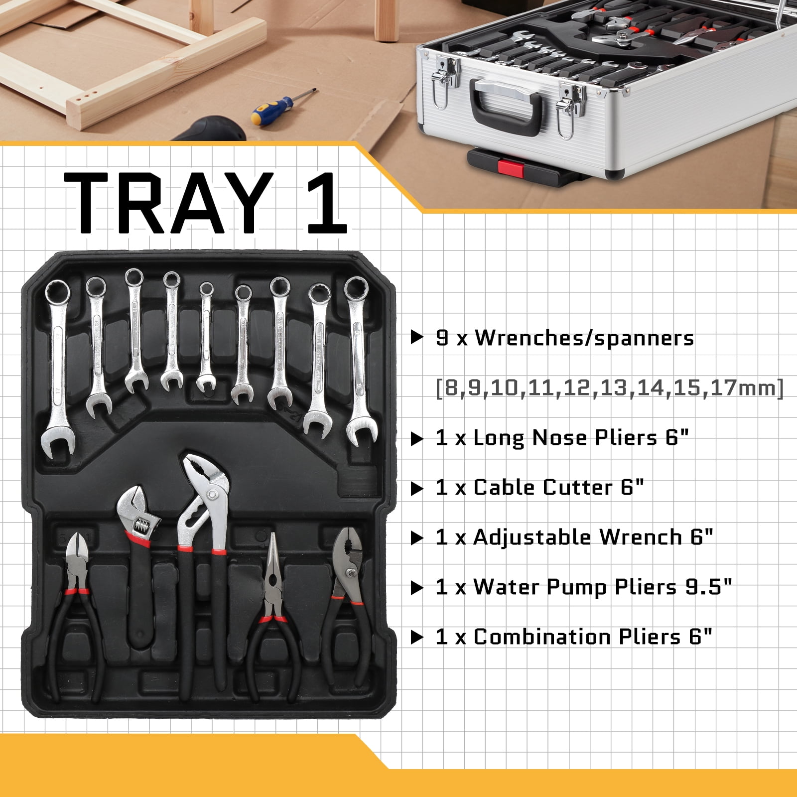 UBesGoo 799-Piece Household Mechanics Tool Set with Rolling Trolley Case (Silver, 799 Pieces) gk1n1
