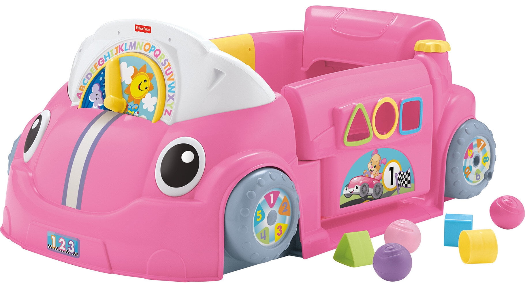 Fisher-Price Laugh & Learn Crawl Around Car, Electronic Learning Activity Center for Infants (Pink, 1 Unit) 4qu1u