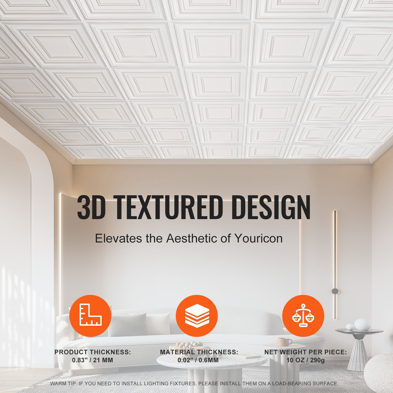 KFFKFF Drop-In Ceiling Panels, Premium PVC Decorative Tiles for Home and Office, Waterproof and Moisture-Resistant (White, 12 Pack, 24x24 in) g3dq8