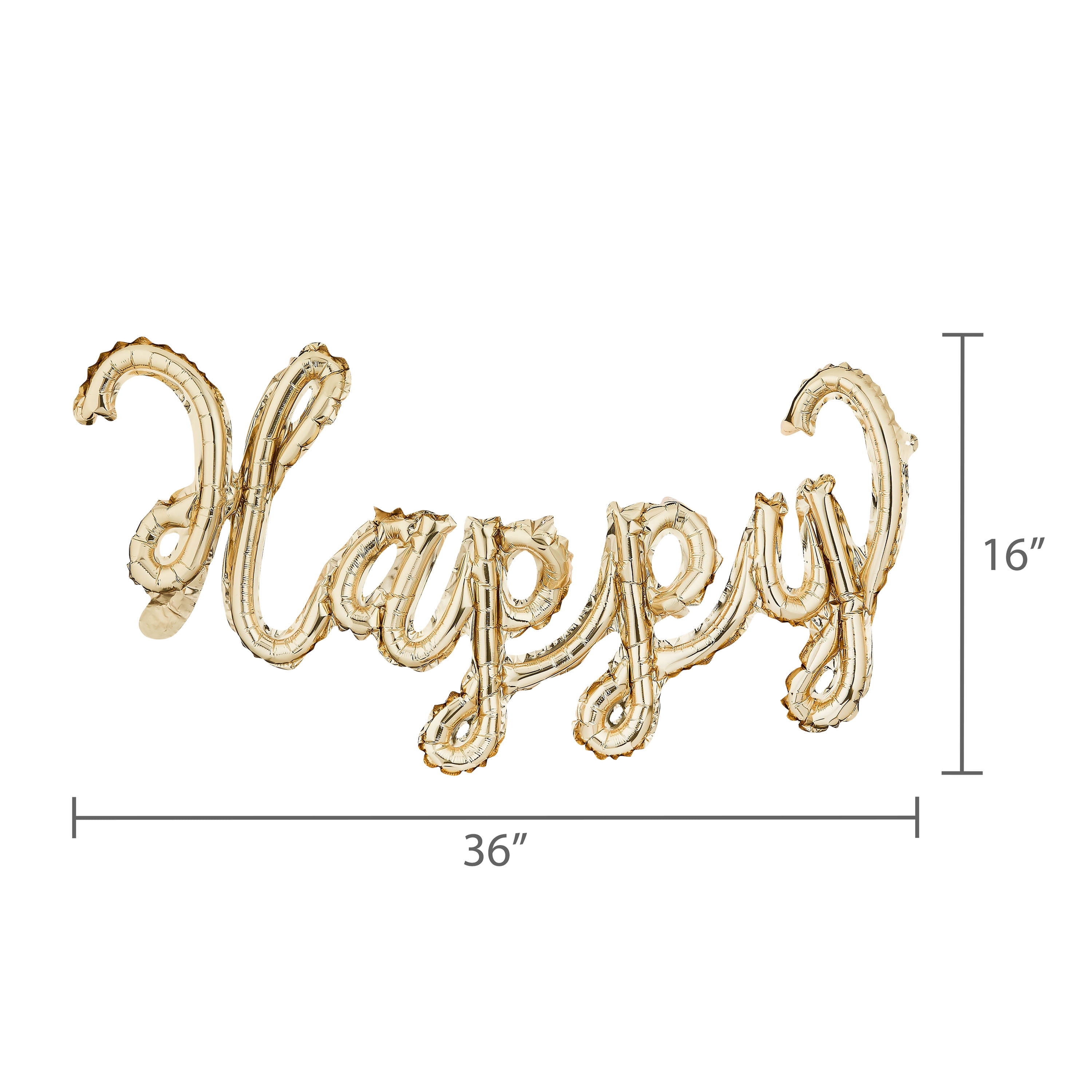 Way To Celebrate Gold Foil Happy Birthday Balloon Banner (Gold, 5 Pieces) 6ifgq
