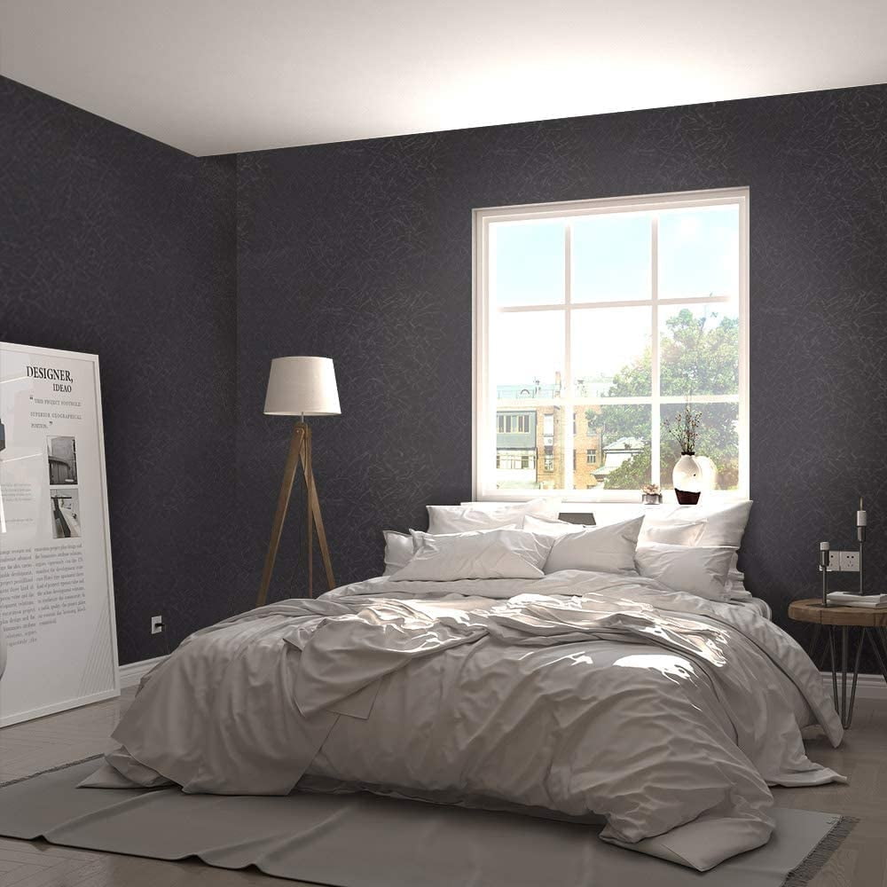 Meiban Silk Peel and Stick Wallpaper, Textured Self-Adhesive Contact Paper for Kitchen Countertops (Black, 23.62 in x 196.8 in) hdqe6